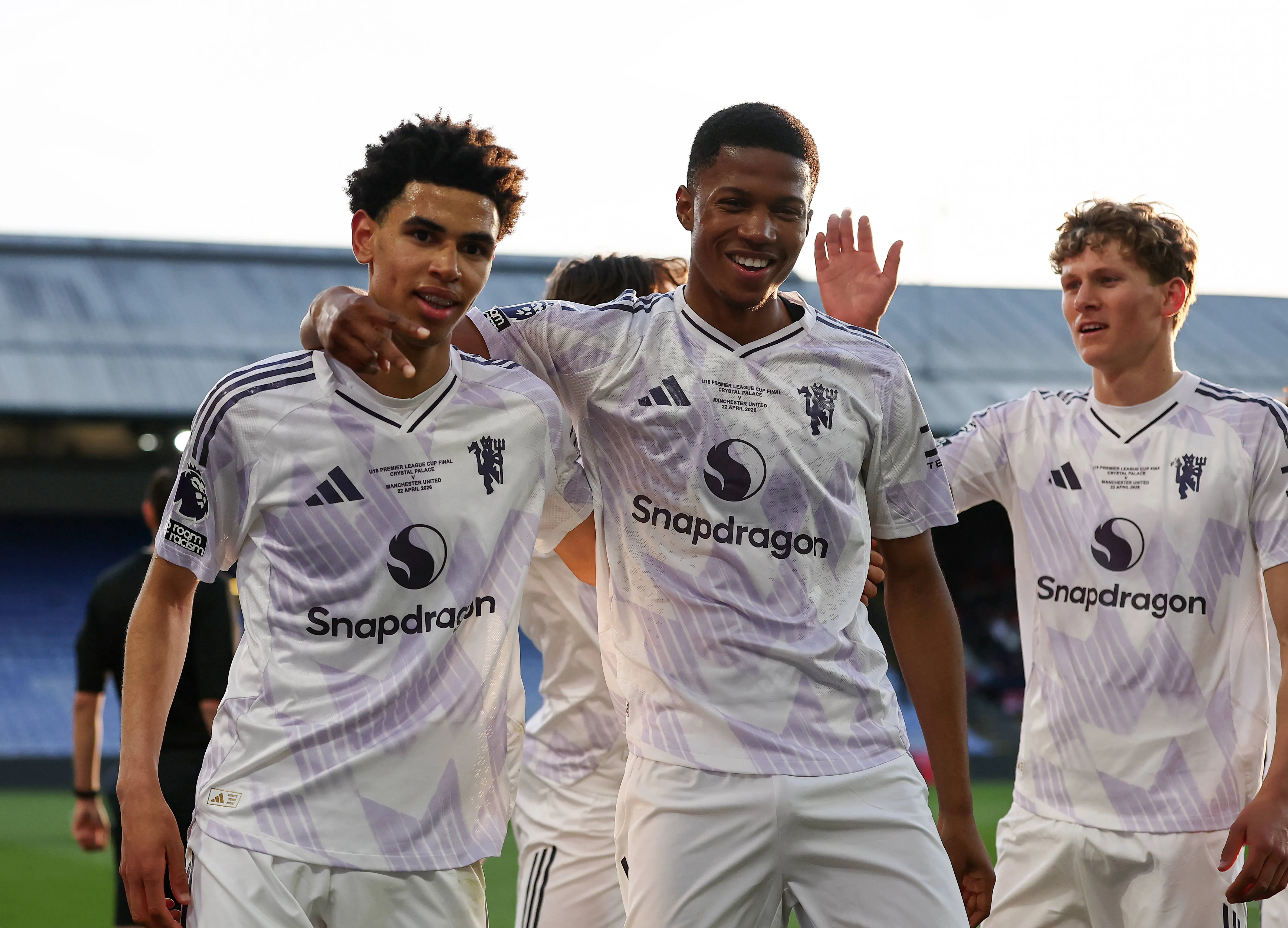 Manchester United s Noah Ajayi celebrates his goal during the Crystal Palace U18 vs Manchester United U18 Premier League Cup Final match at Selhurst Park, London