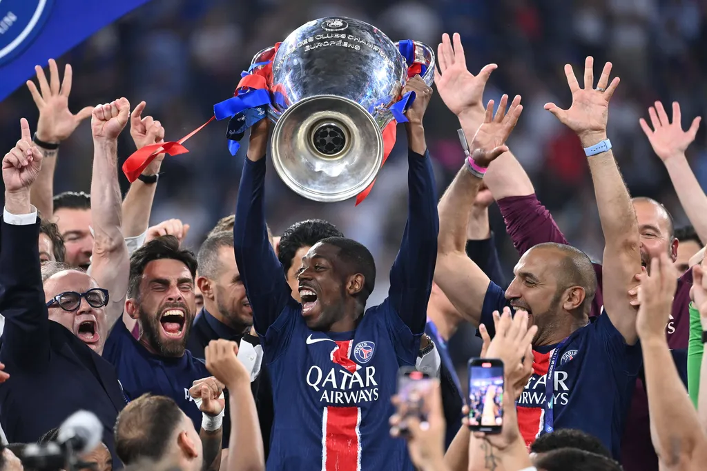 Ousmane Dembele PSG with the UEFA Champions League title
