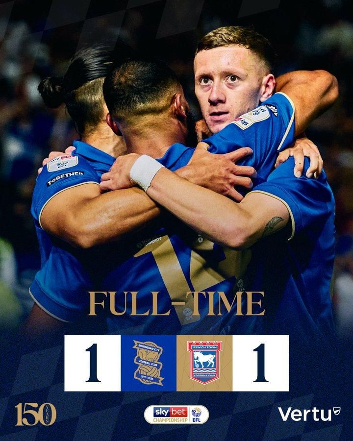 Birmingham City vs Ipswich Town full time poster