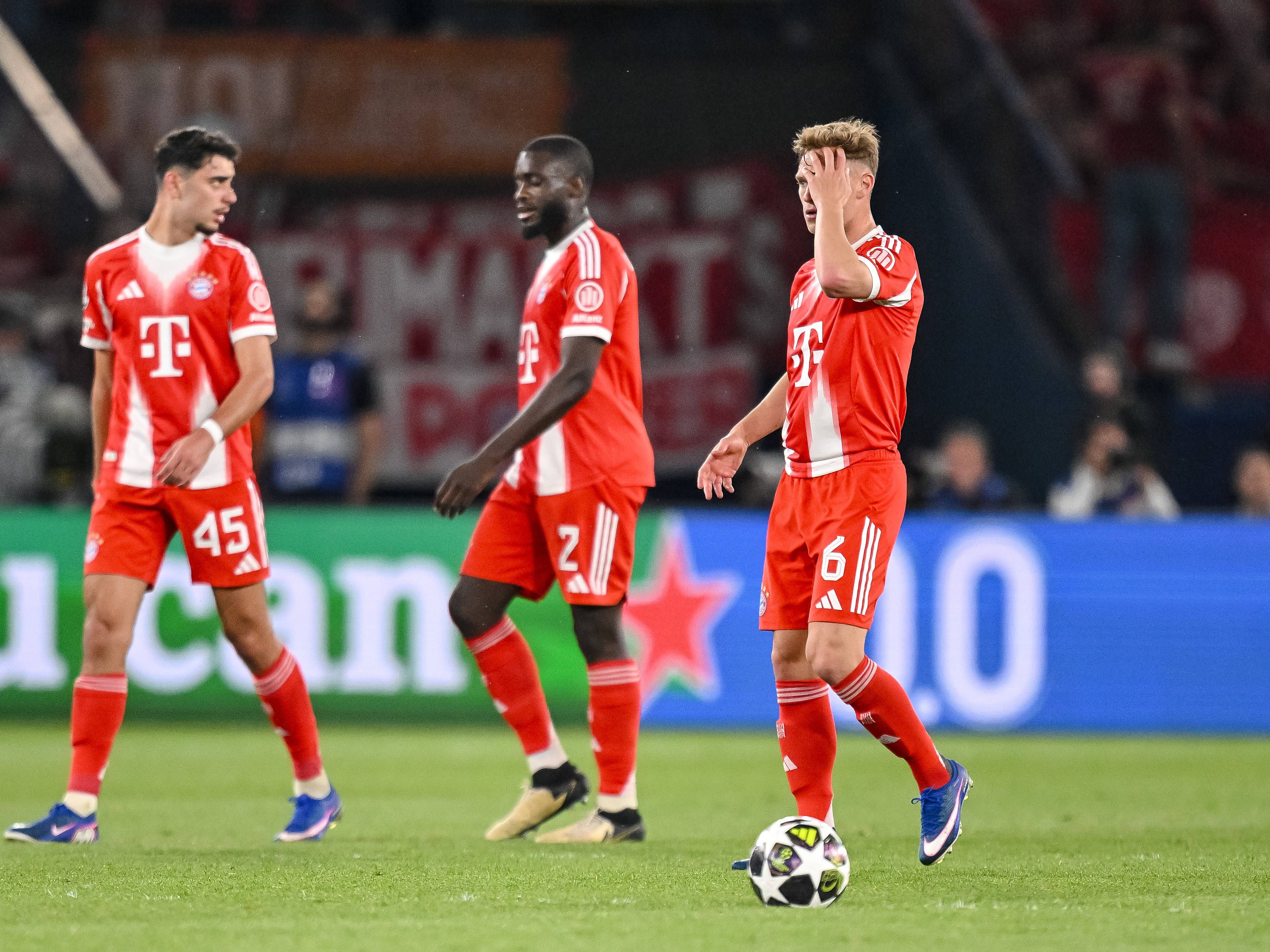 Aleksandar Pavlovic, Dayot Upamecano and Joshua Kimmich