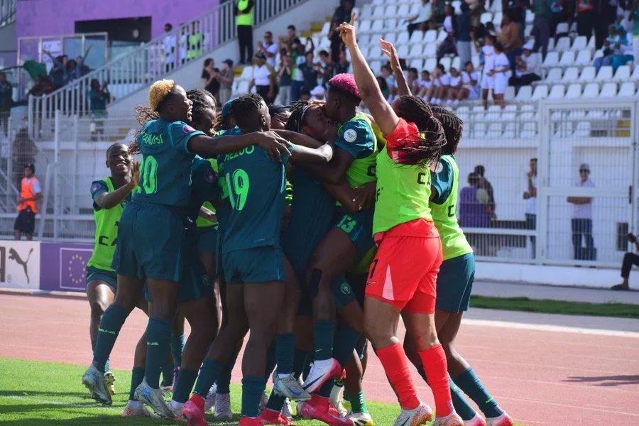 Super Falcons celebrating a win 