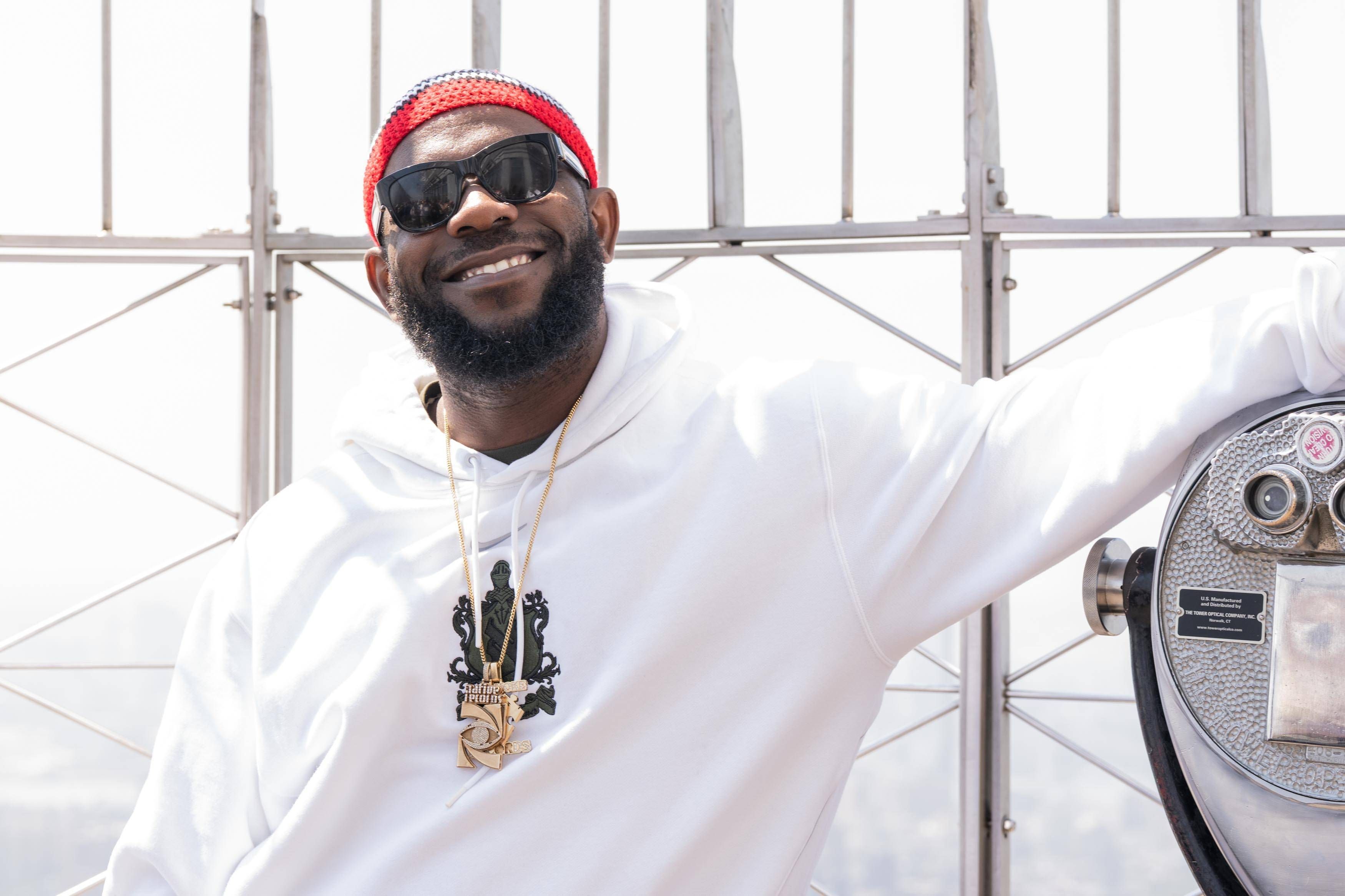 ODUMODUBLVCK Nigerian rapper visits the Empire State Building in celebration of release of his latest single Pity.