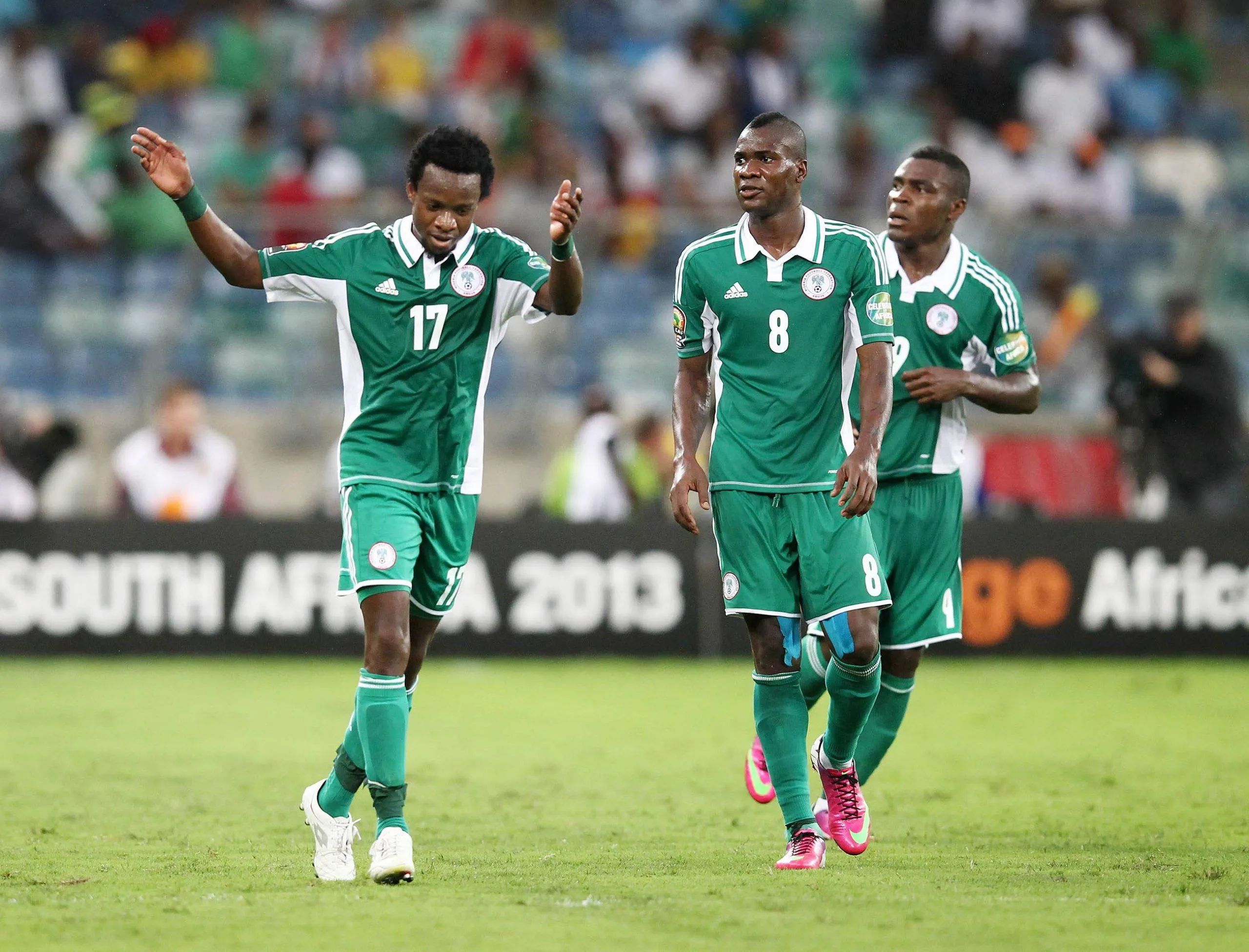 Brown Ideye of Nigeria ( c) during the 2013 Orange African Cup of Nations 1st Semi Final match between Mali and Nigeria at Moses Mabhida Stadium on February 06, 2013