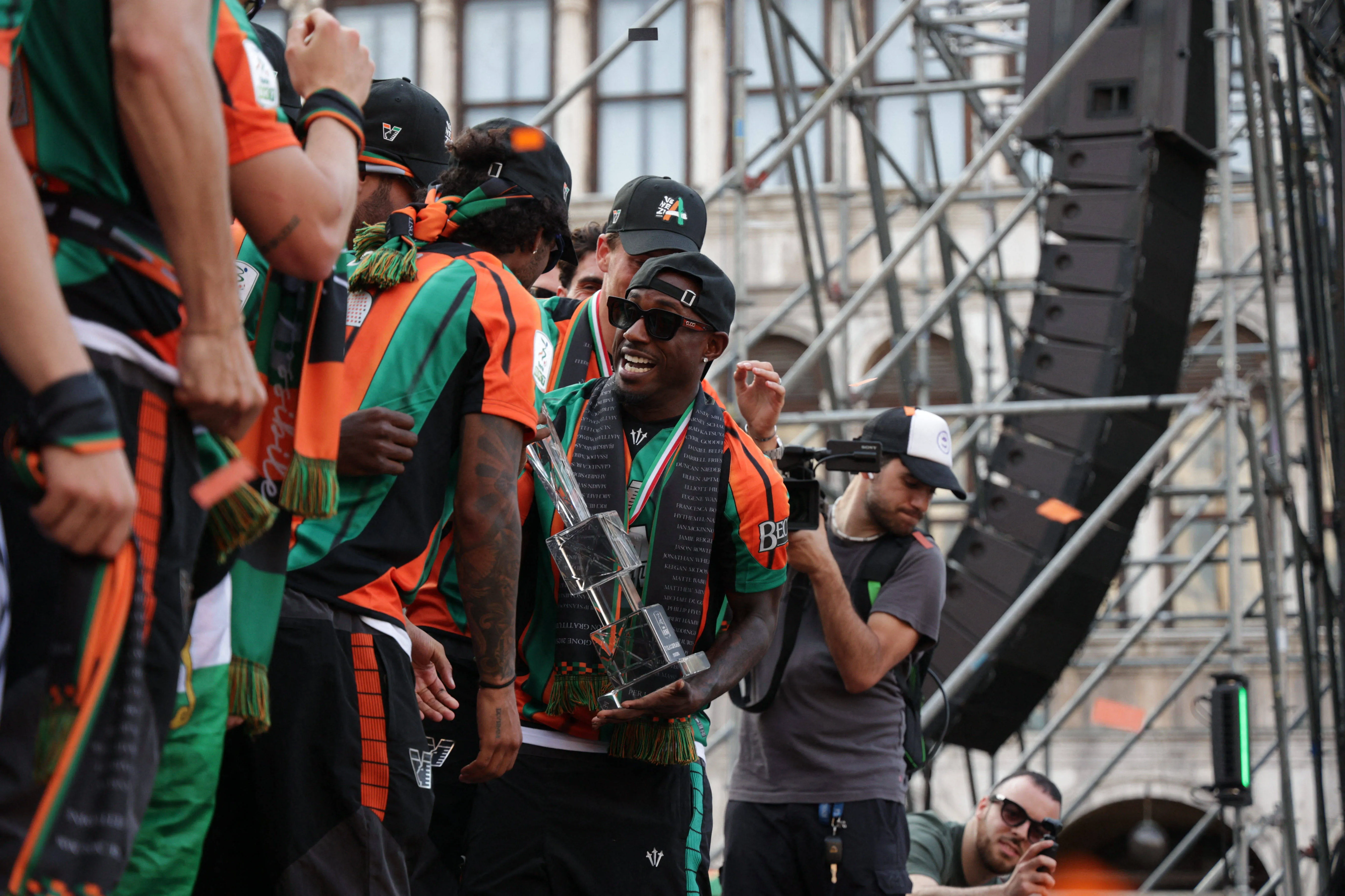 Venezia celebrate their Serie A promotion