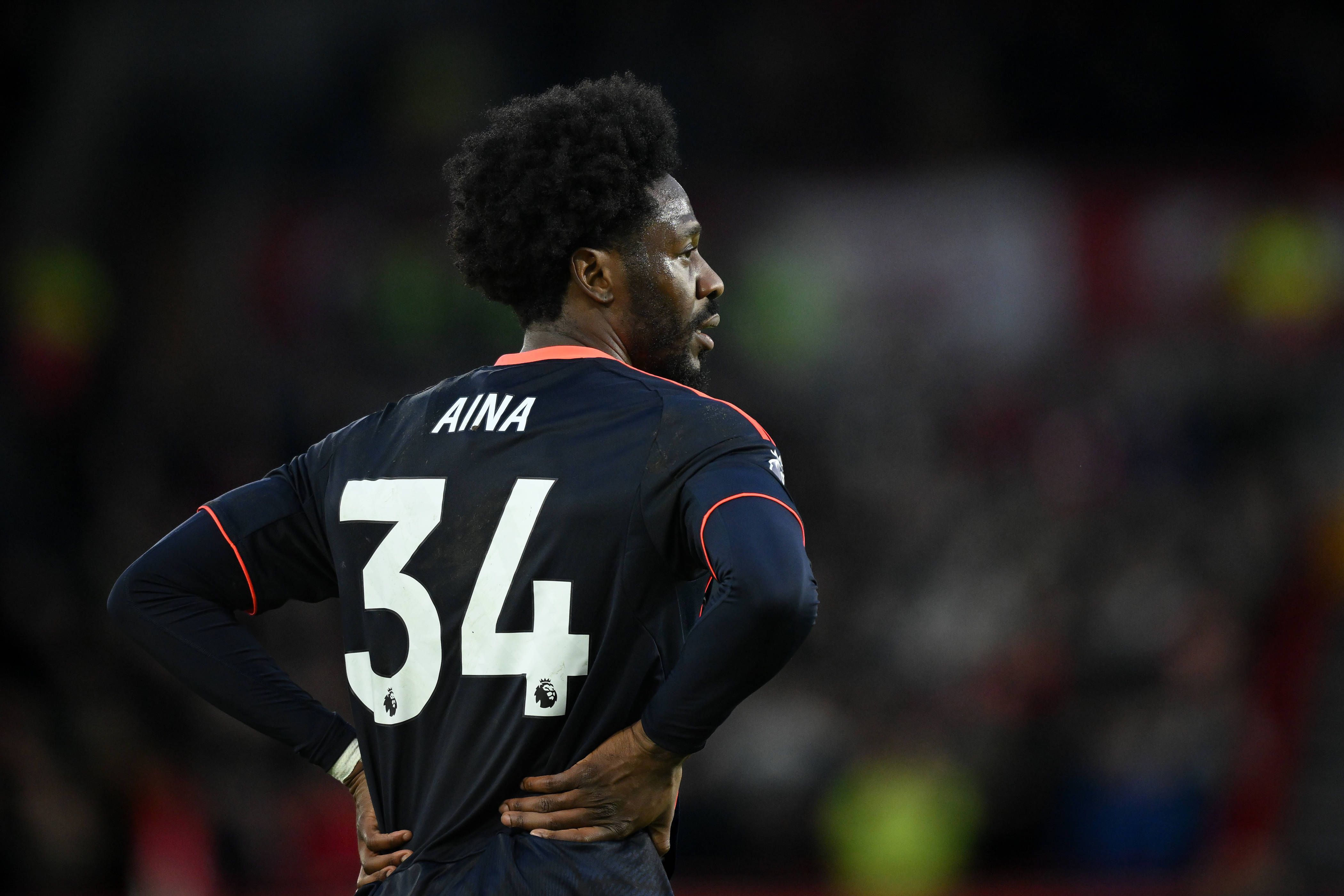 Ola Aina plays during the Premier League match between Brentford and Nottingham Forest