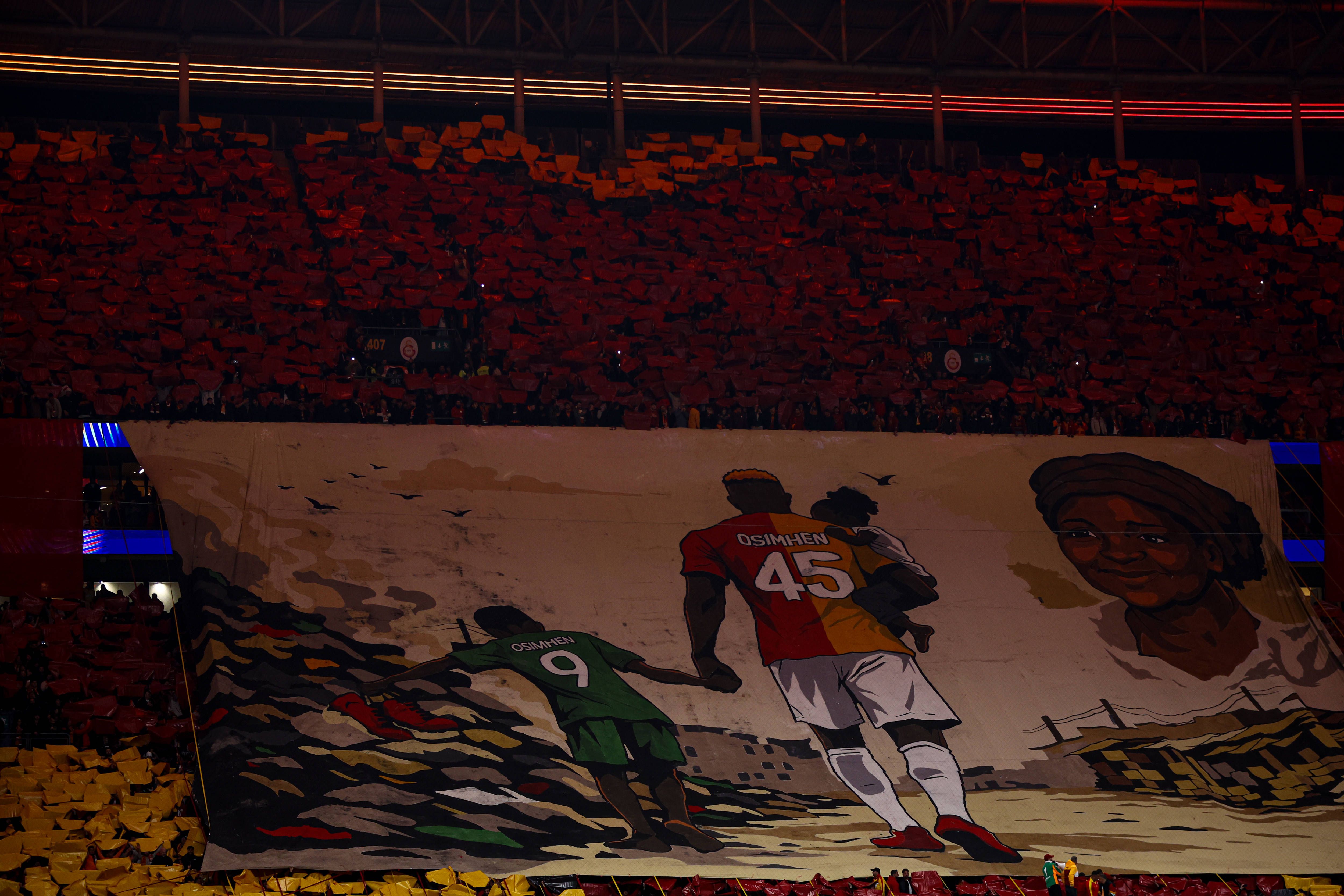 Galatasaray fans tifo banner for Osimhen