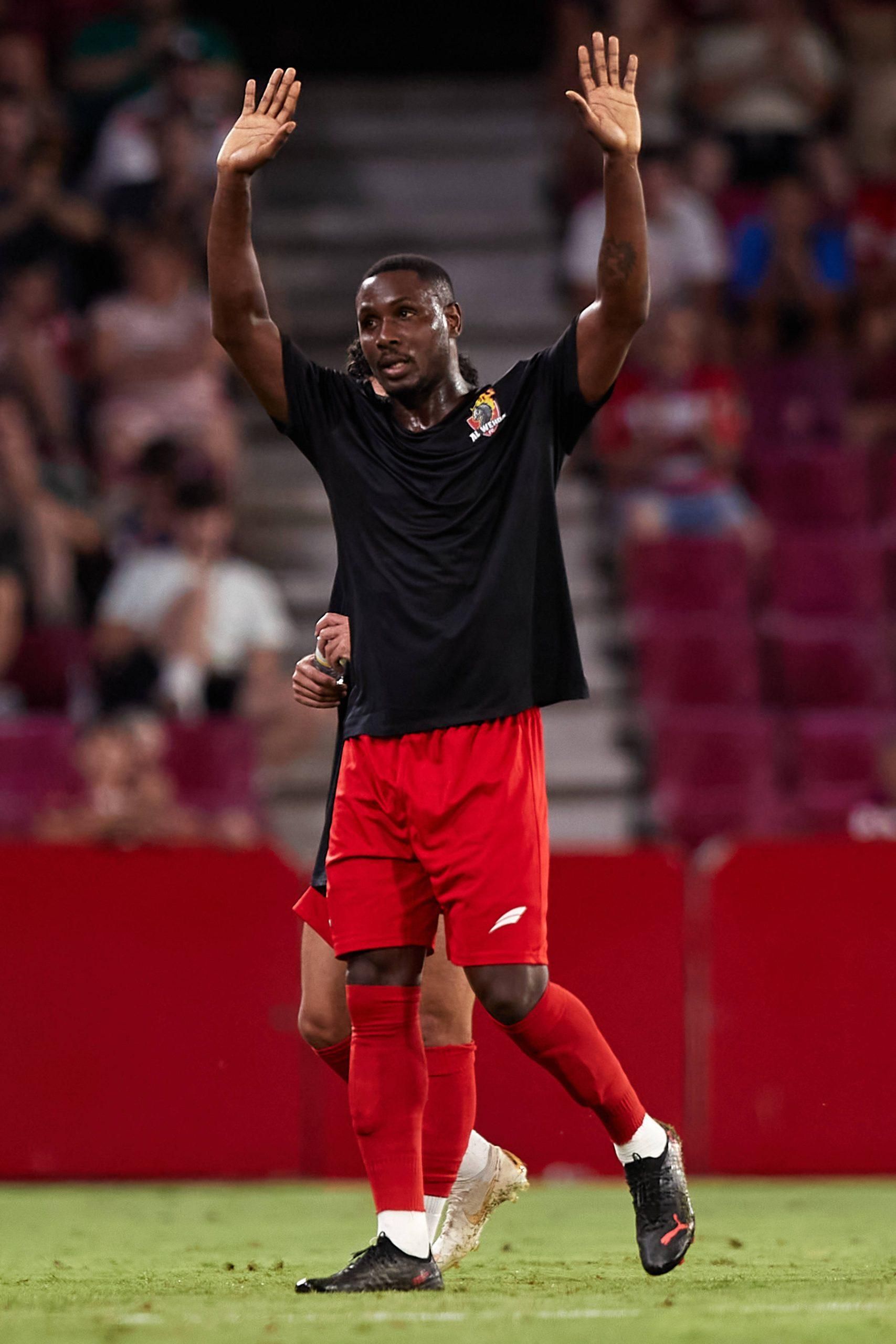 Odion Ighalo of Al-Wehda FC is applauding