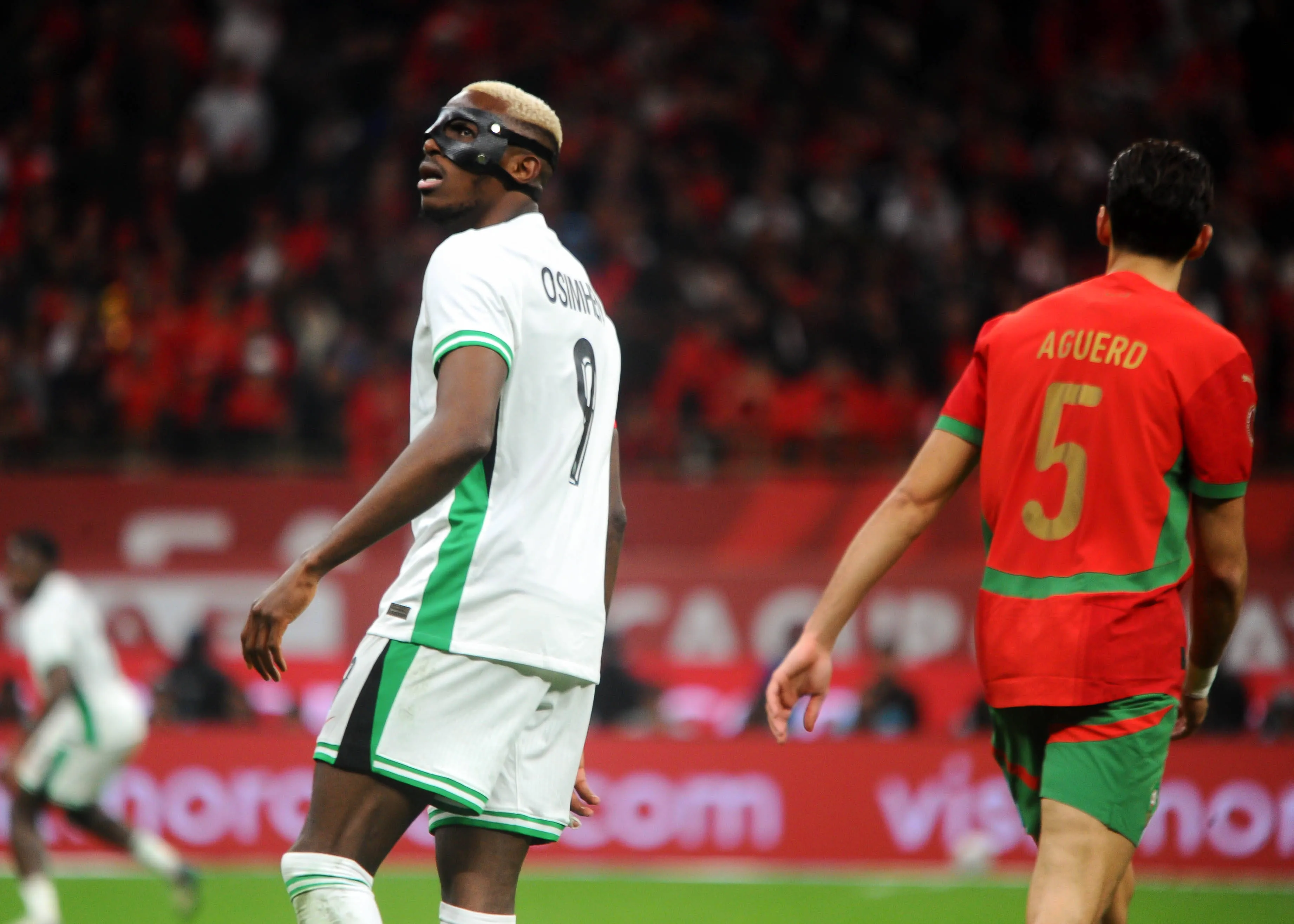 Victor Osimhen and Morocco's Aguerd