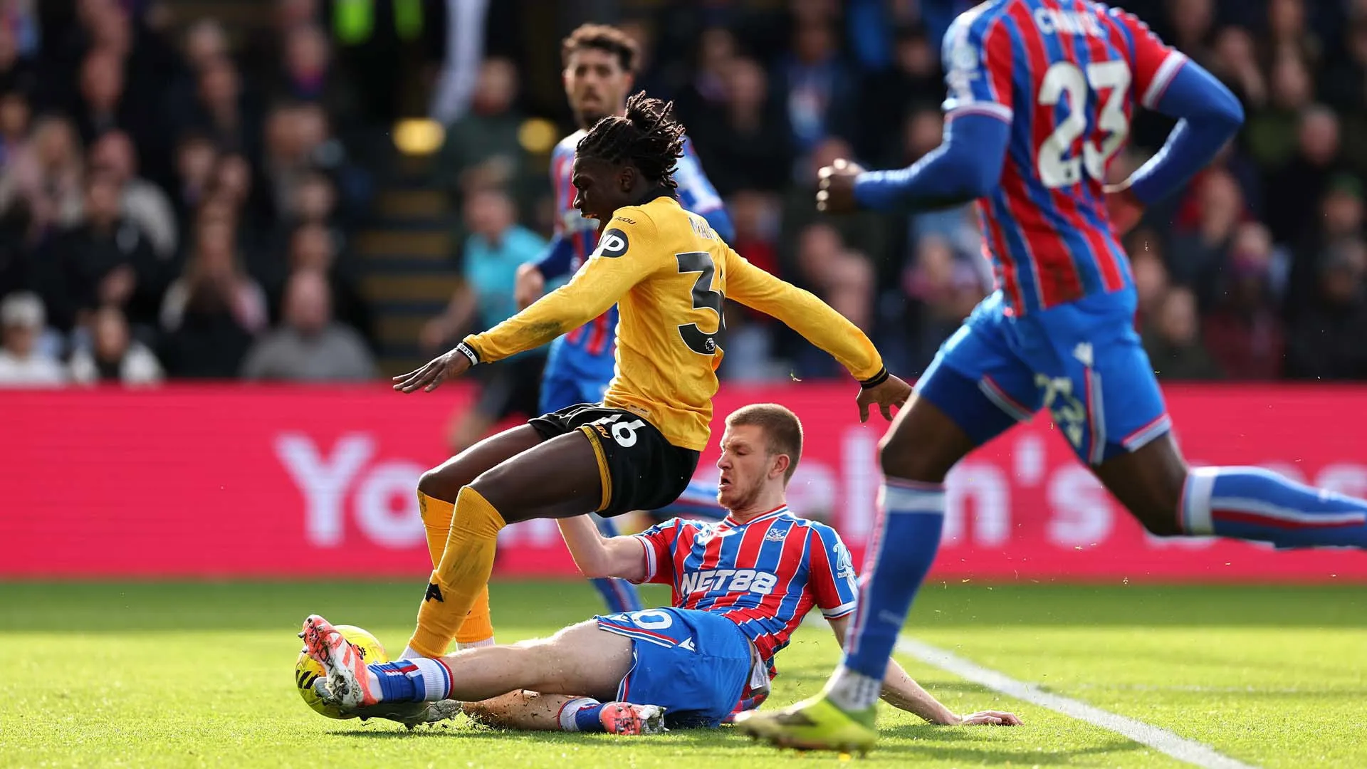 Adam Wharton fouled Mateus Mane in Crystal Palace's win against Wolverhampton Wanderers
