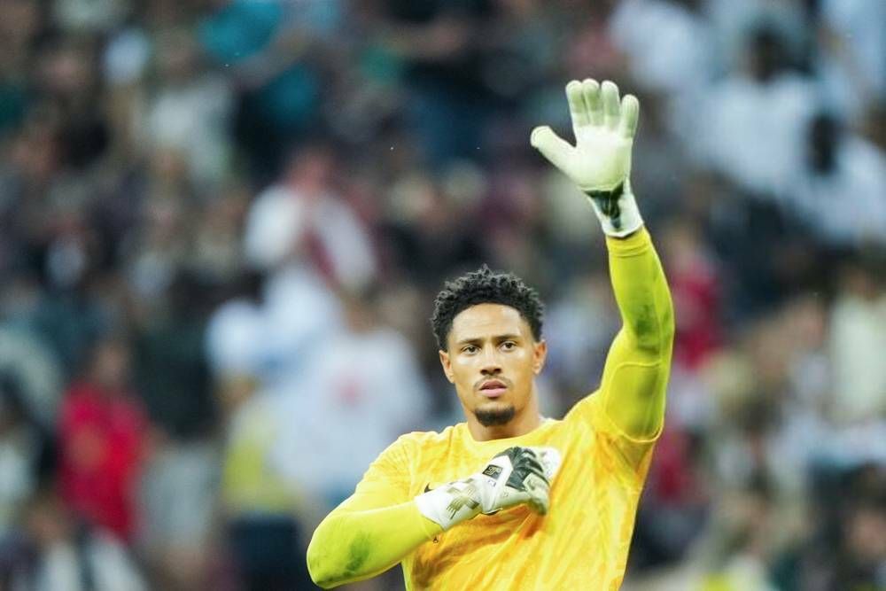 Maduka Okoye reacts during the friendly soccer match between Russia and Nigeria