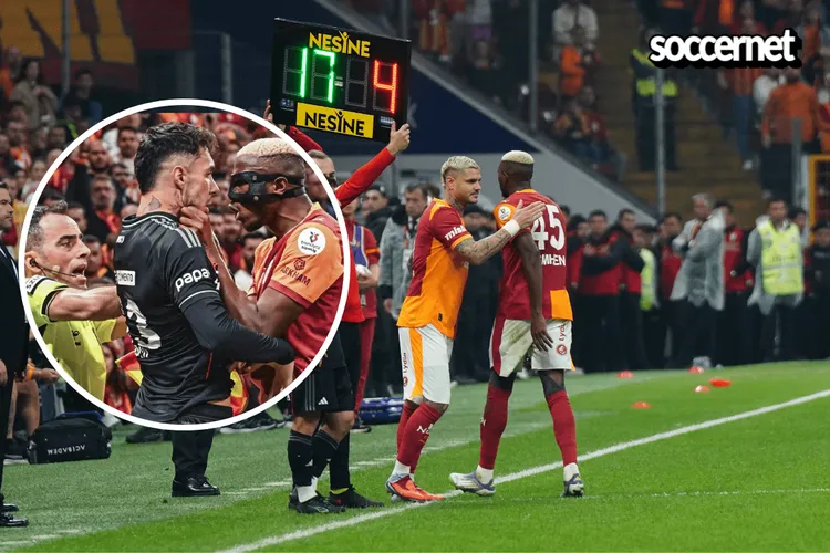 Watch: Osimhen neck-grabs Besiktas’ defender in heated Istanbul derby