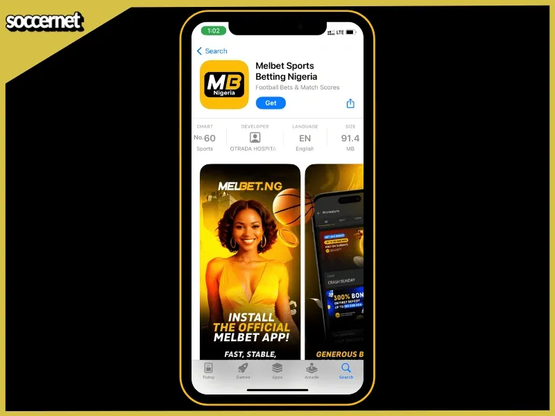 Melbet app on App Store with legit iOS standards.