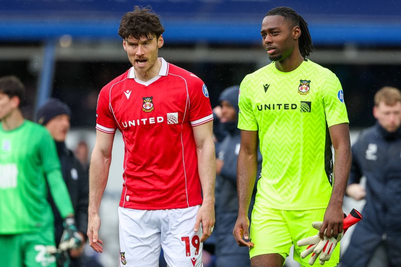 Birmingham City v Wrexham AFC - Sky Bet Championship Kieffer Moore and Wrexham AFC goalkeeper Arthur Okonkwo talk as they head to thank the fans for their support at full-time during the Sky Bet Championship match between Birmingham City and Wrexham at St Andrews Knighthead Park, Birmingham, on April 12, 2026.