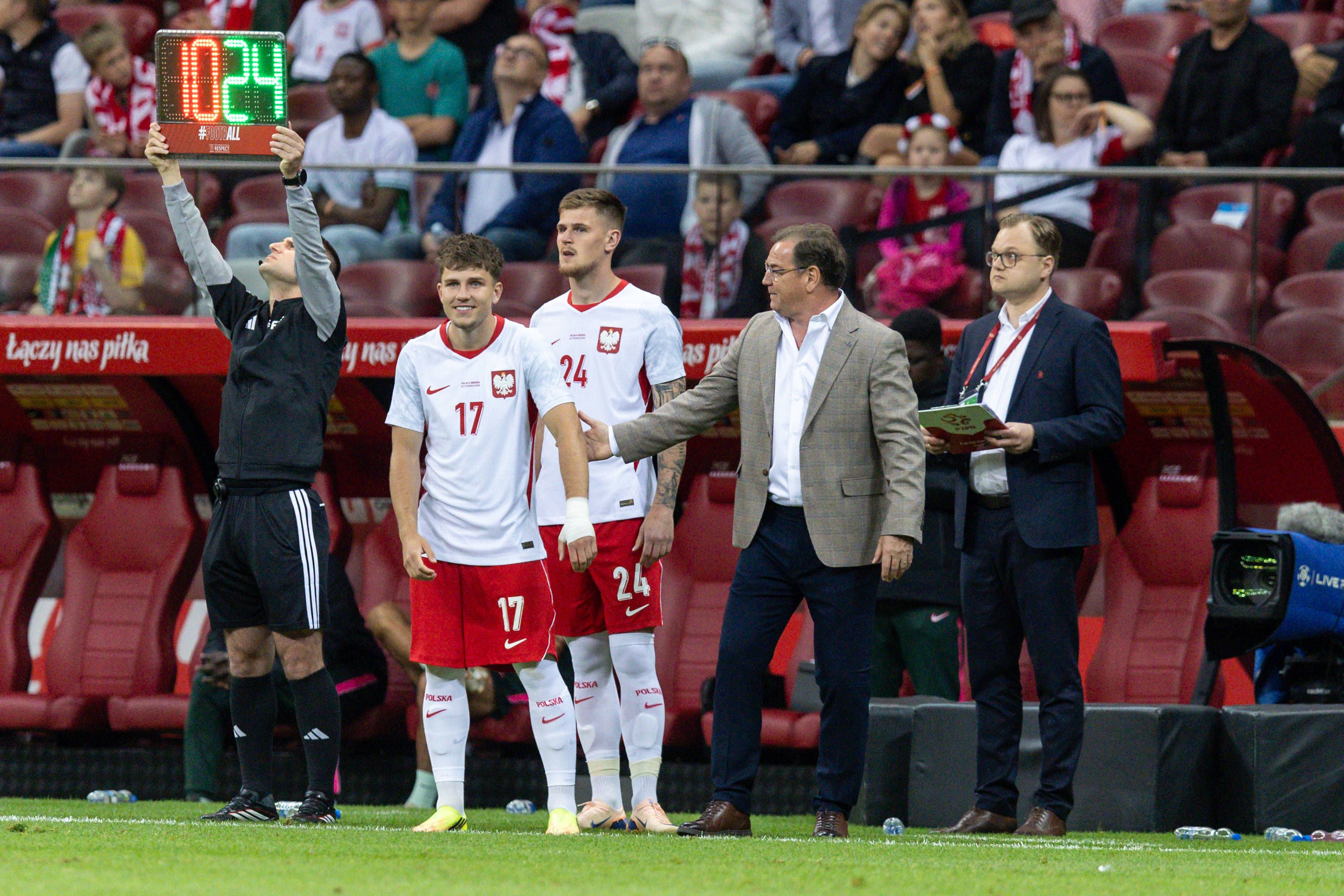 Friendly match: Poland vs Nigeria Oskar Pietuszewski, Karol Czubak, Coach Jan Urban