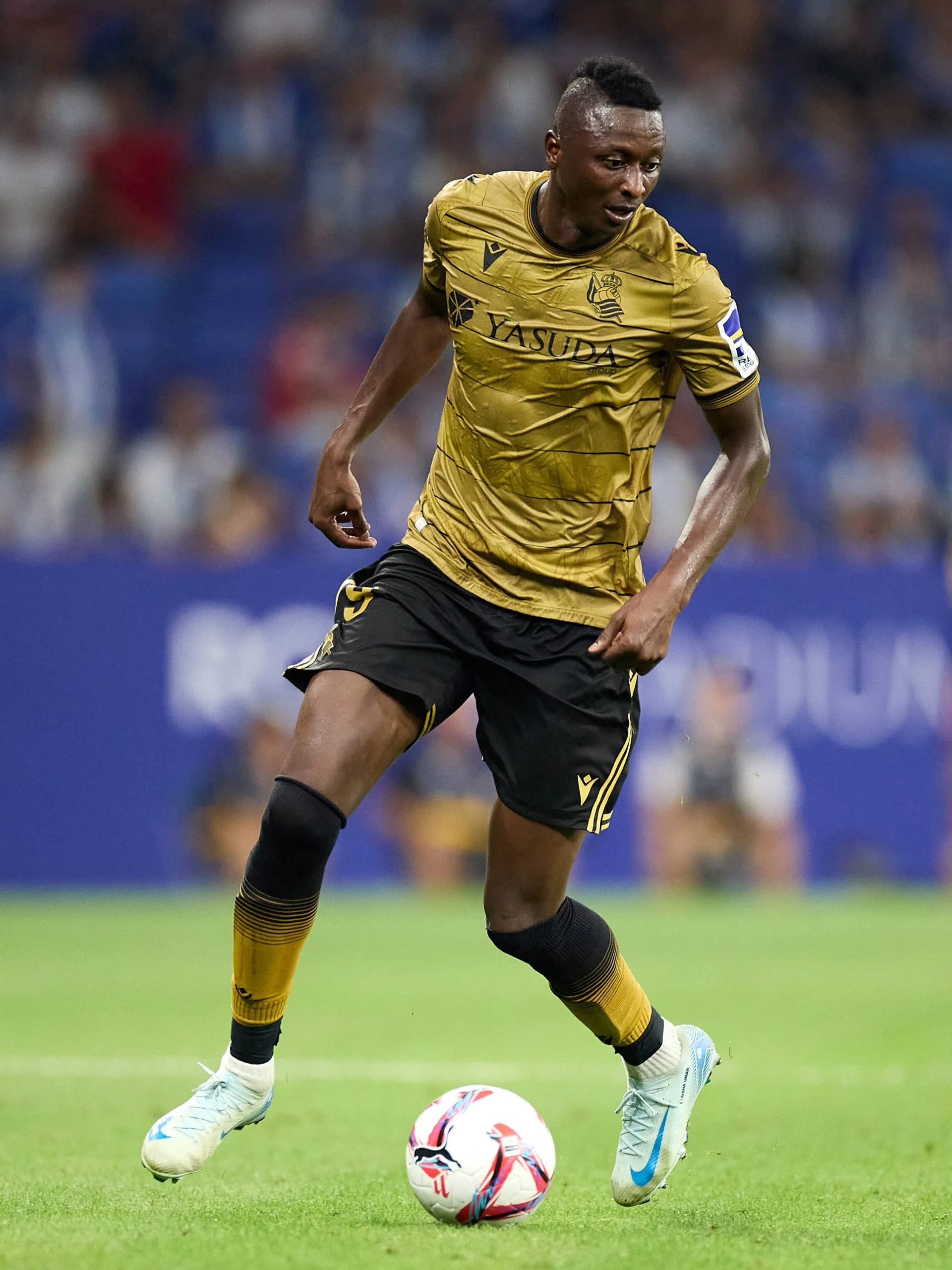 Umar Sadiq of Real Sociedad in action during the La Liga match between RCD Espanyol de Barcelona and Real Sociedad