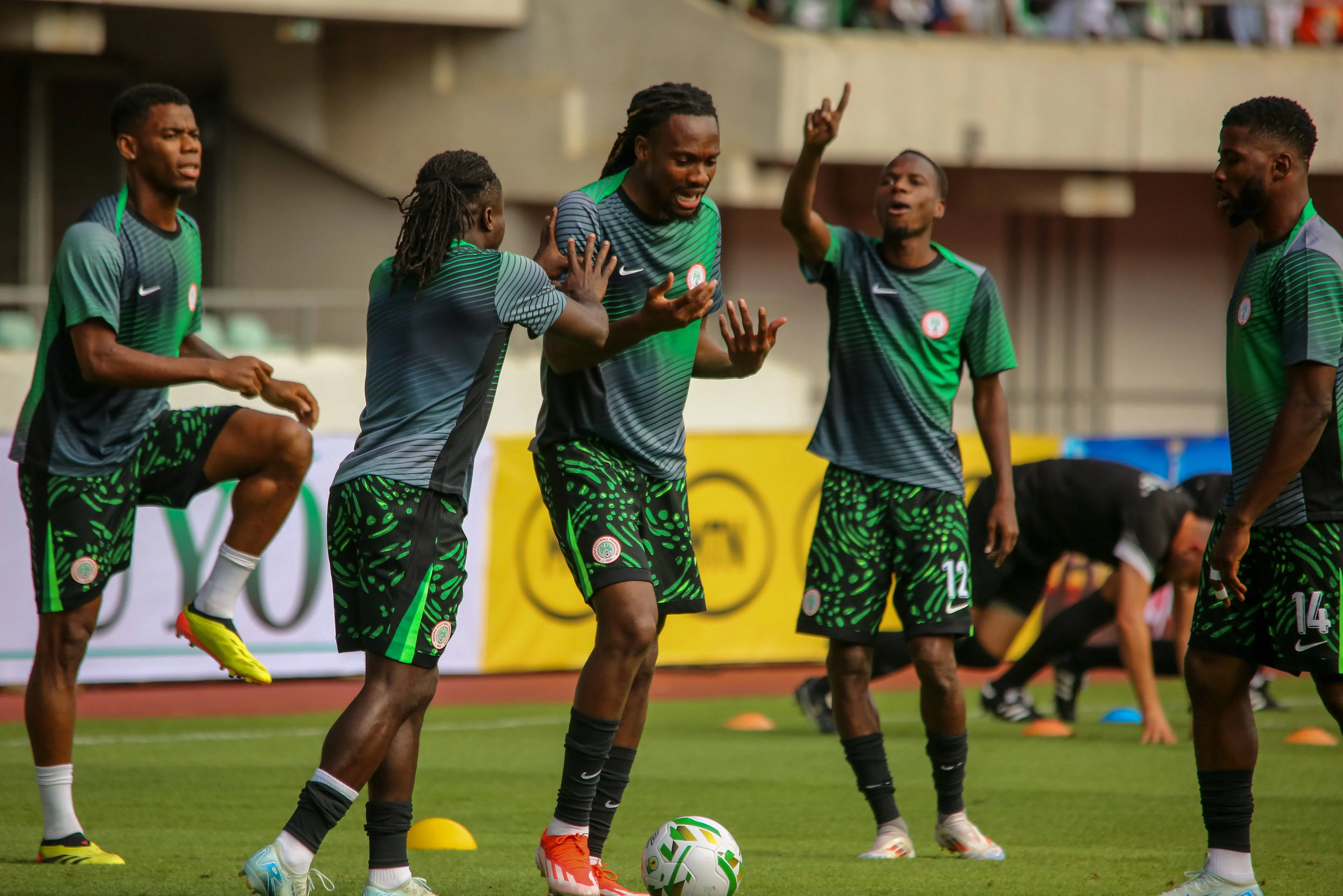 Olisa Ndah, Raphael Onyedika of Nigeria during the 2025 Africa Cup of Nations AFCON qualifier match between Nigeria and Benin Republic at Godwill Akpabio Stadium on September 7, 2024 in Uyo, Nigeria.