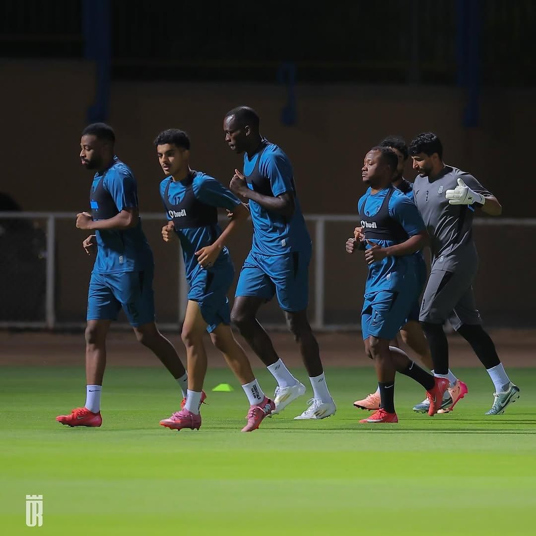 Simy Nwankwo in training with his Al Orobah teammates