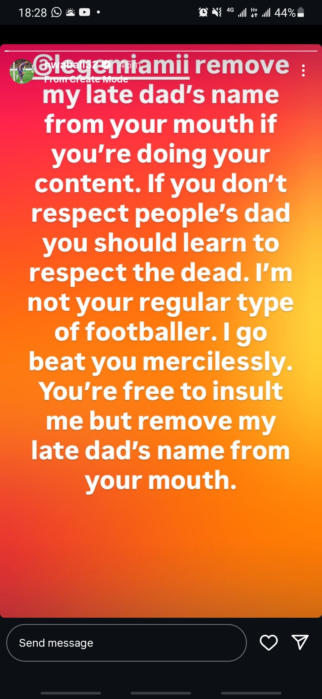 Stanley Nwabali's response to Lege Miami