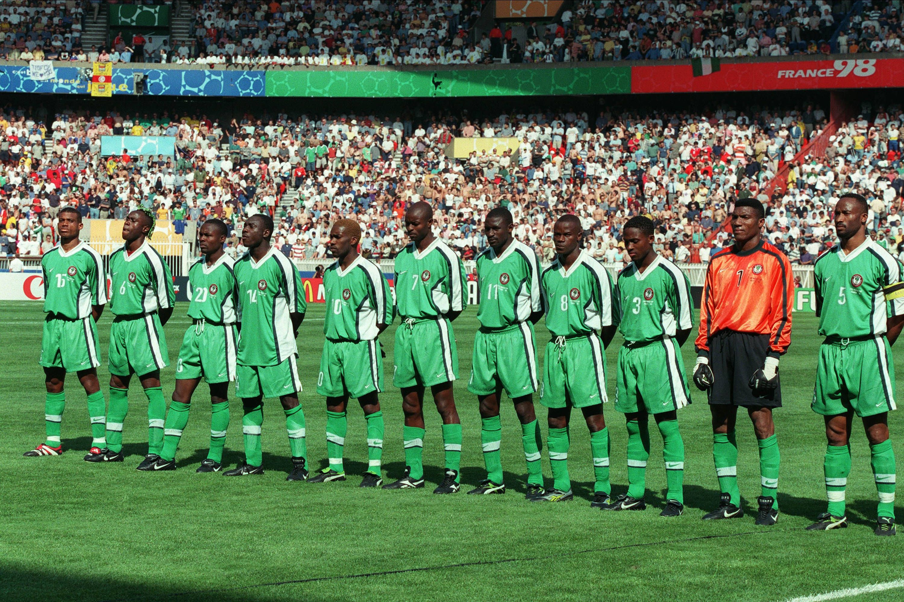  Peter Rufai, Taribo West, Uche Okechukwu, Celestine Babayaro, Mutiu Adepoju, Sunday Oliseh, Finidi George, Garba Lawal, Jay-Jay Okocha, Daniel Amokachi, Victor Ikpebe of Nigeria