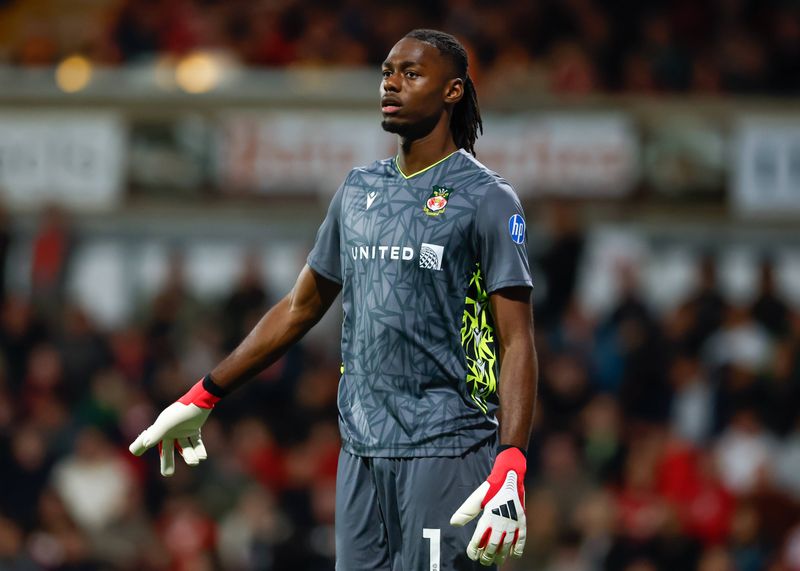 Arthur Okonkwo of Wrexham during the Wrexham vs Southampton Sky Bet Championship match at the SToK Cae Ras, Wrexham.