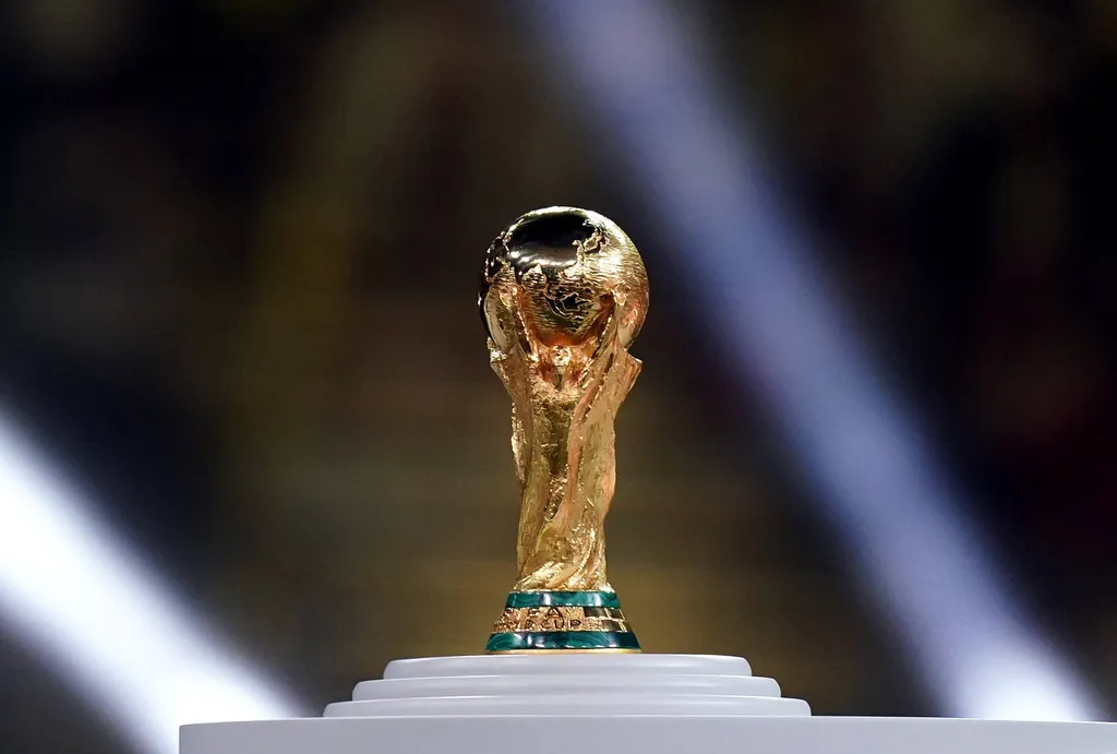 A picture of the FIFA World Cup trophy