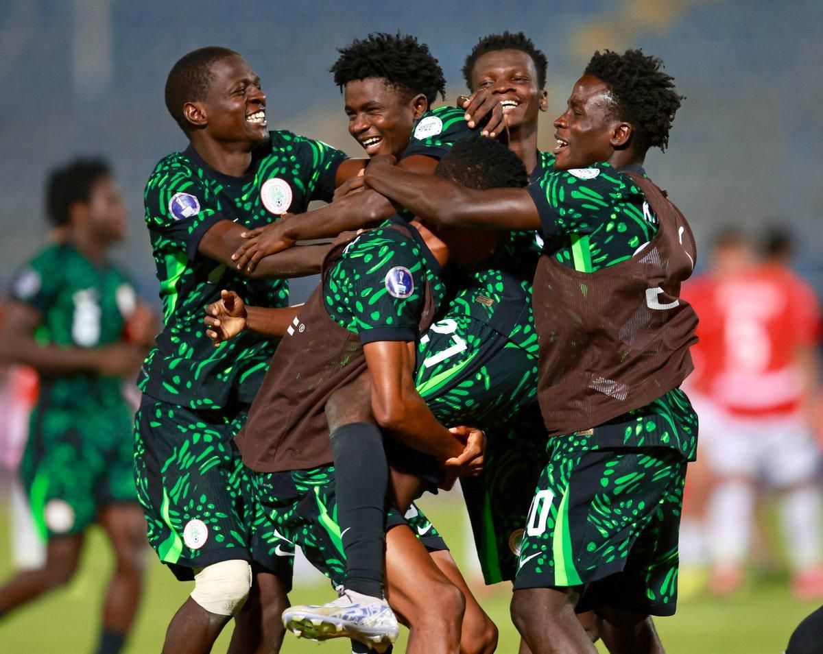 Flying Eagles of Nigeria players celebrate third-place win