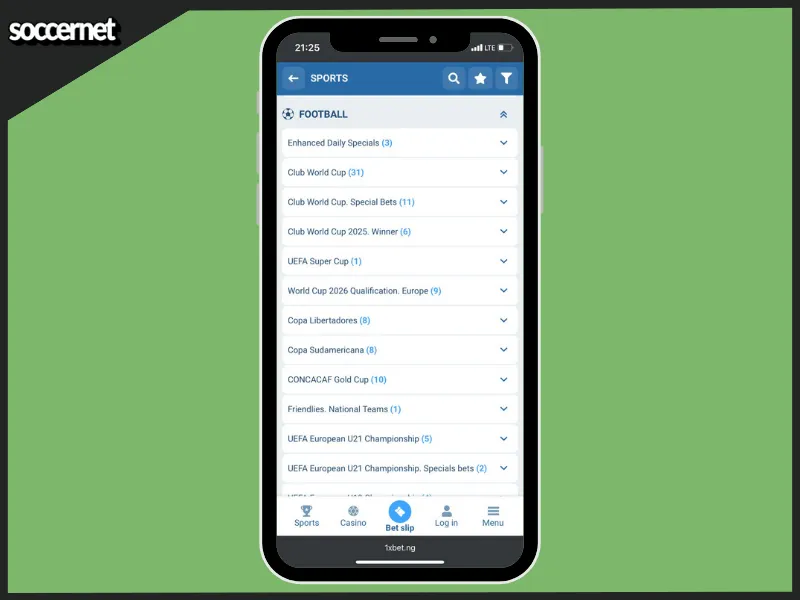 1xbet offers hundreds of sports betting markets