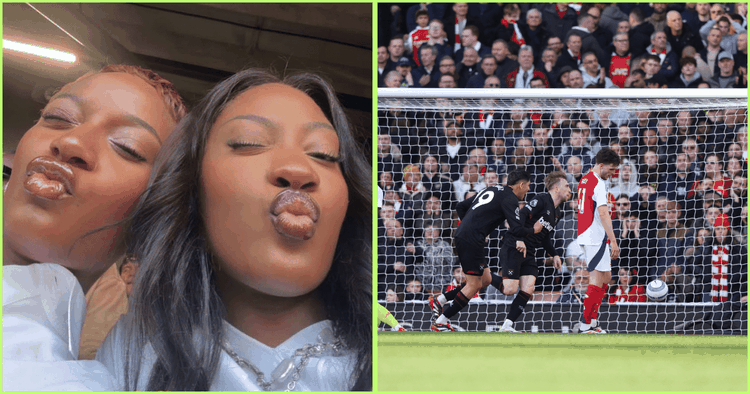 “My angel,” says Ayra Starr to Tems as she watches Arsenal fall to West Ham and poses with Saka