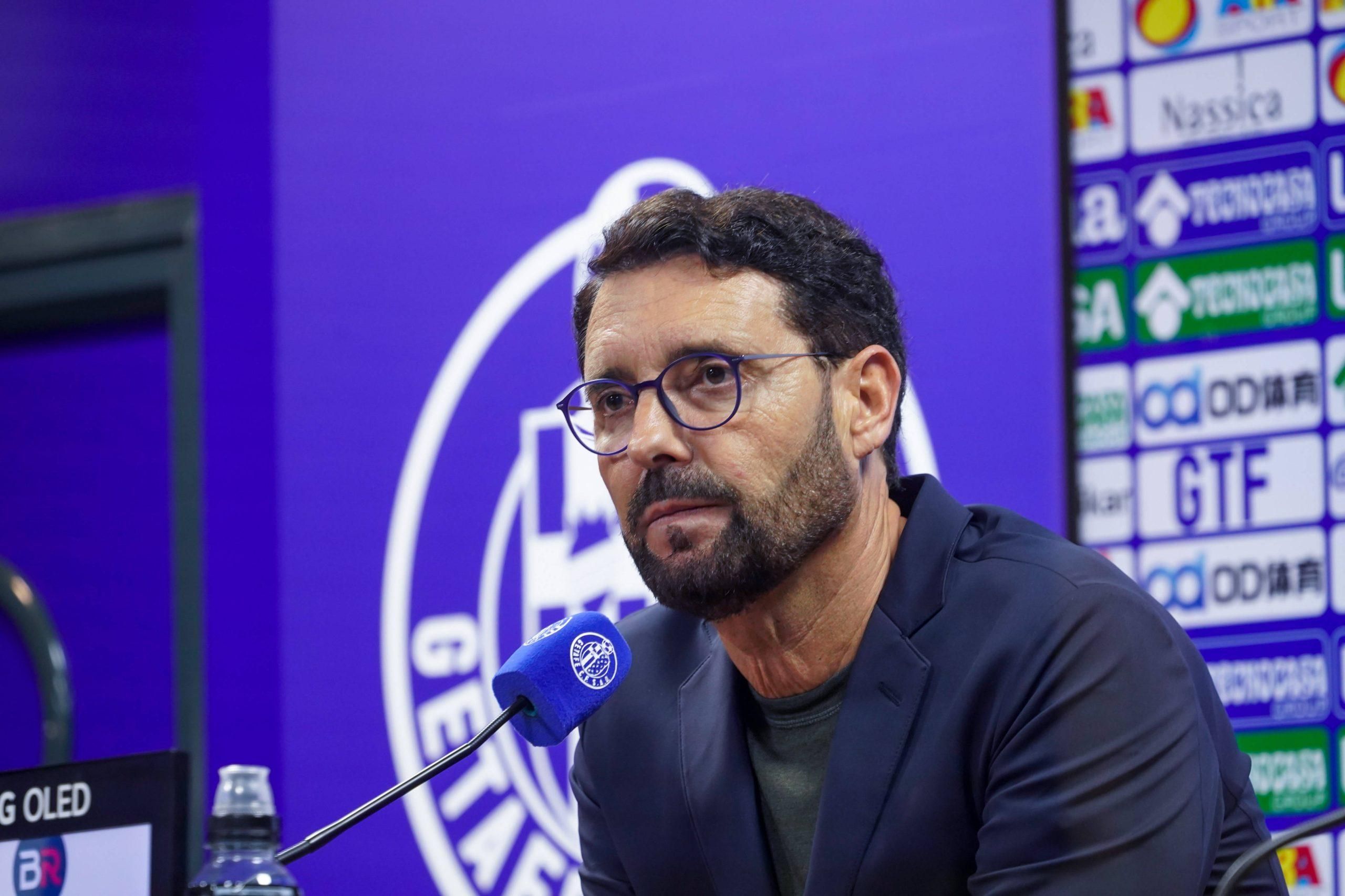 Getafes head coach Jose Bordalas during the press conference