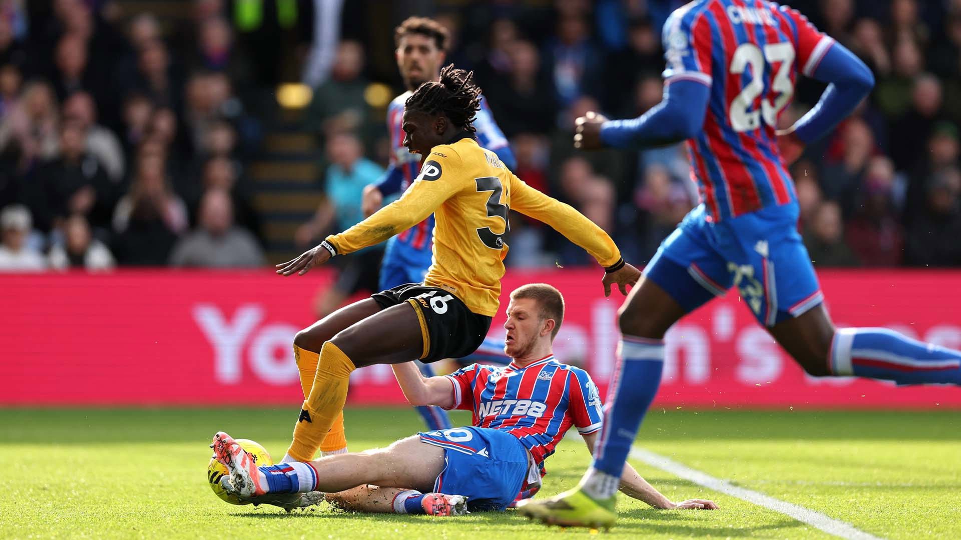 Adam Wharton fouled Mateus Mane in Crystal Palace's win against Wolverhampton Wanderers