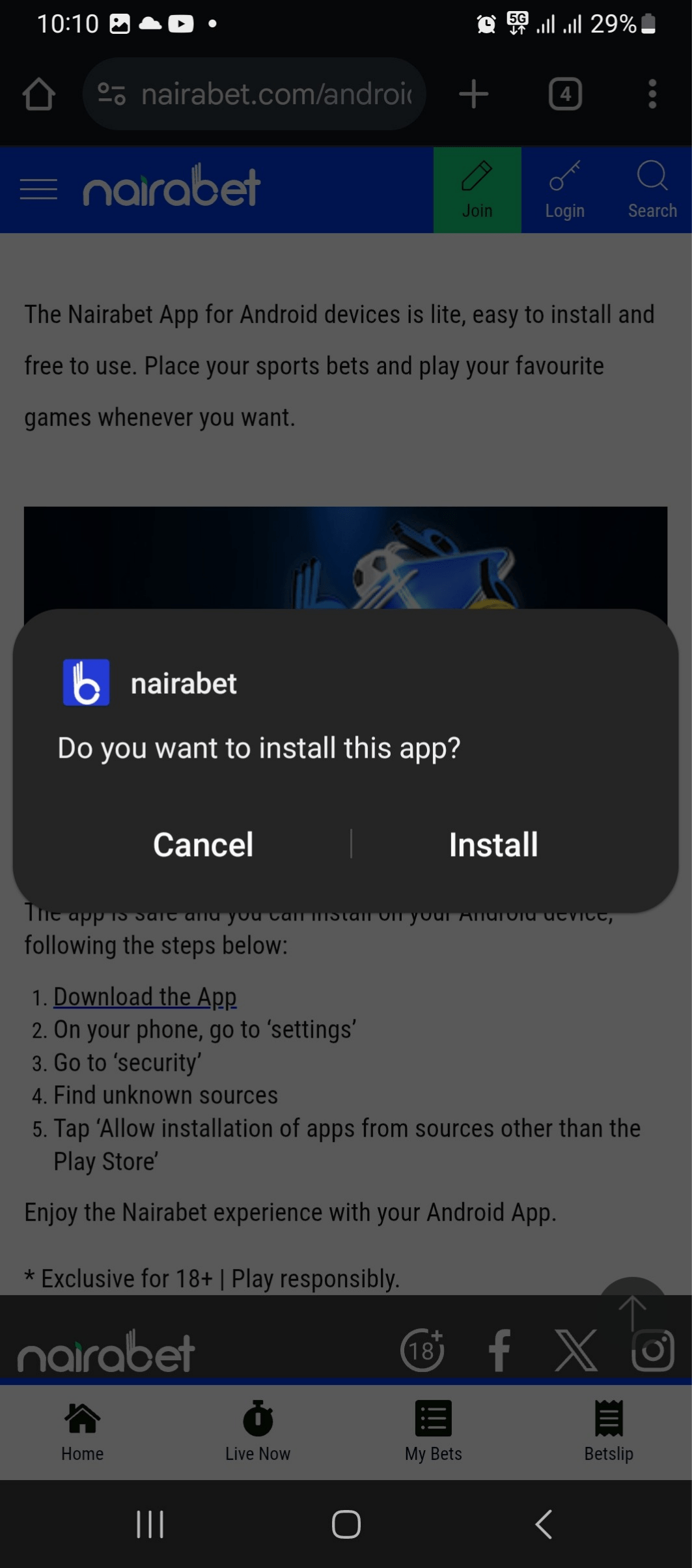 Download Nairabet App for Android & iOS 2026