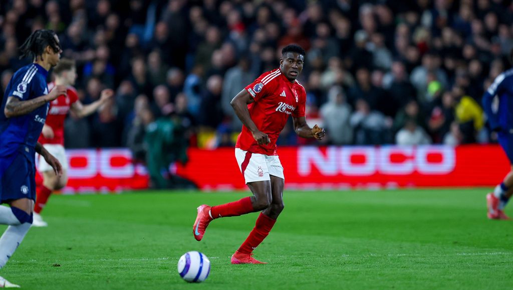 Taiwo Awoniyi during the Premier League match between Nottingham Forest and Manchester United at the City Ground, Nottingham