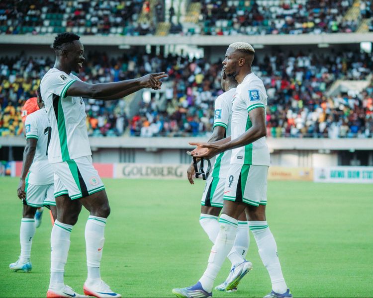 Super Eagles strikers Akor Adams and Victor Osimhen