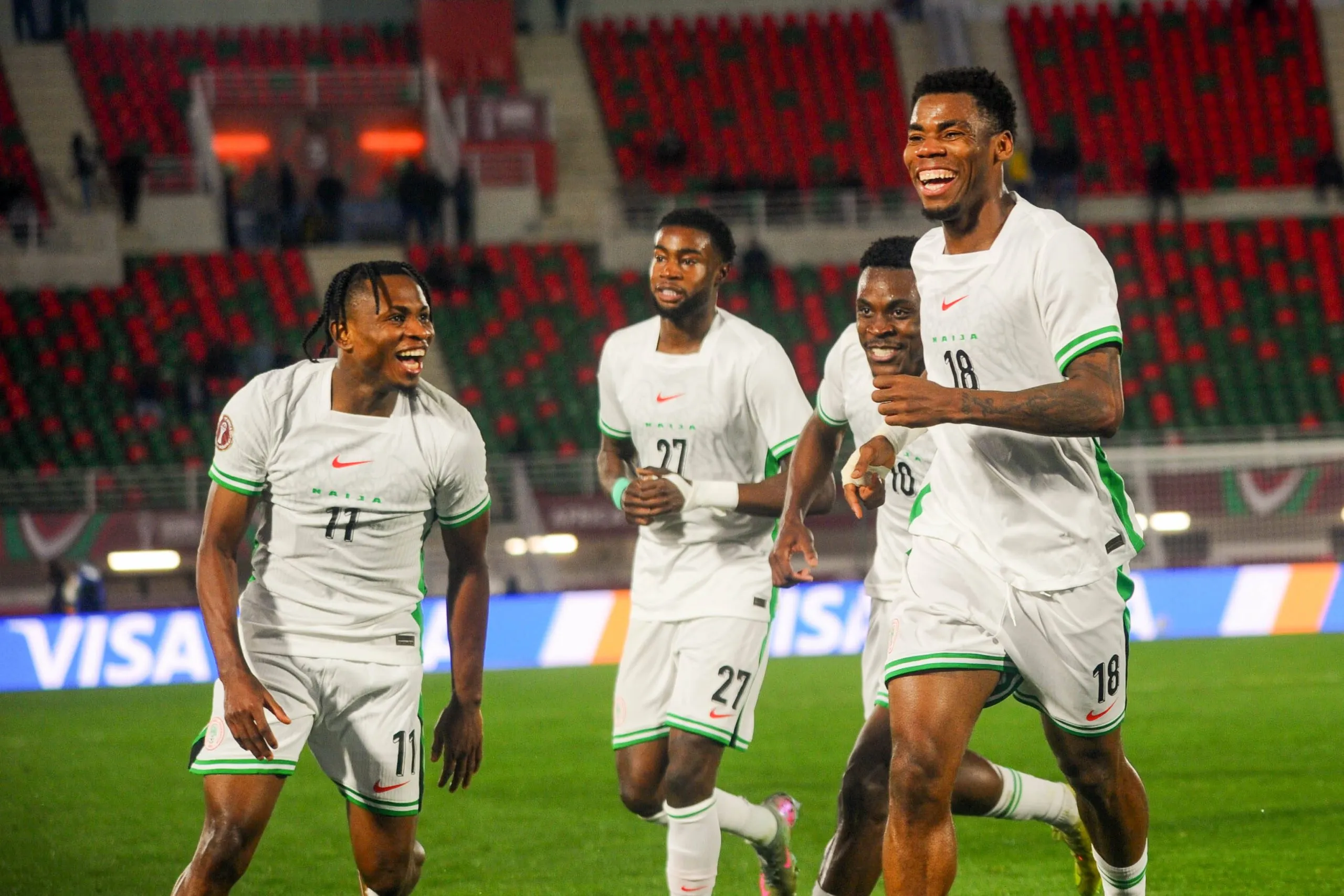 Raphael Onyedika of Nigeria celebrate goal during the Africa Cup of Nations AFCON match between Uganda and Nigeria