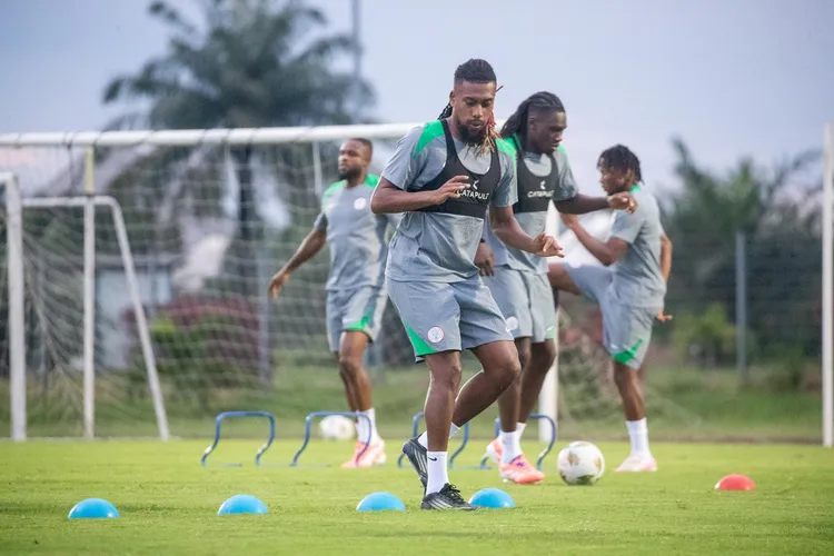 Super Eagles in training: Iwobi, Bassey, Chukwueze, Onyeka