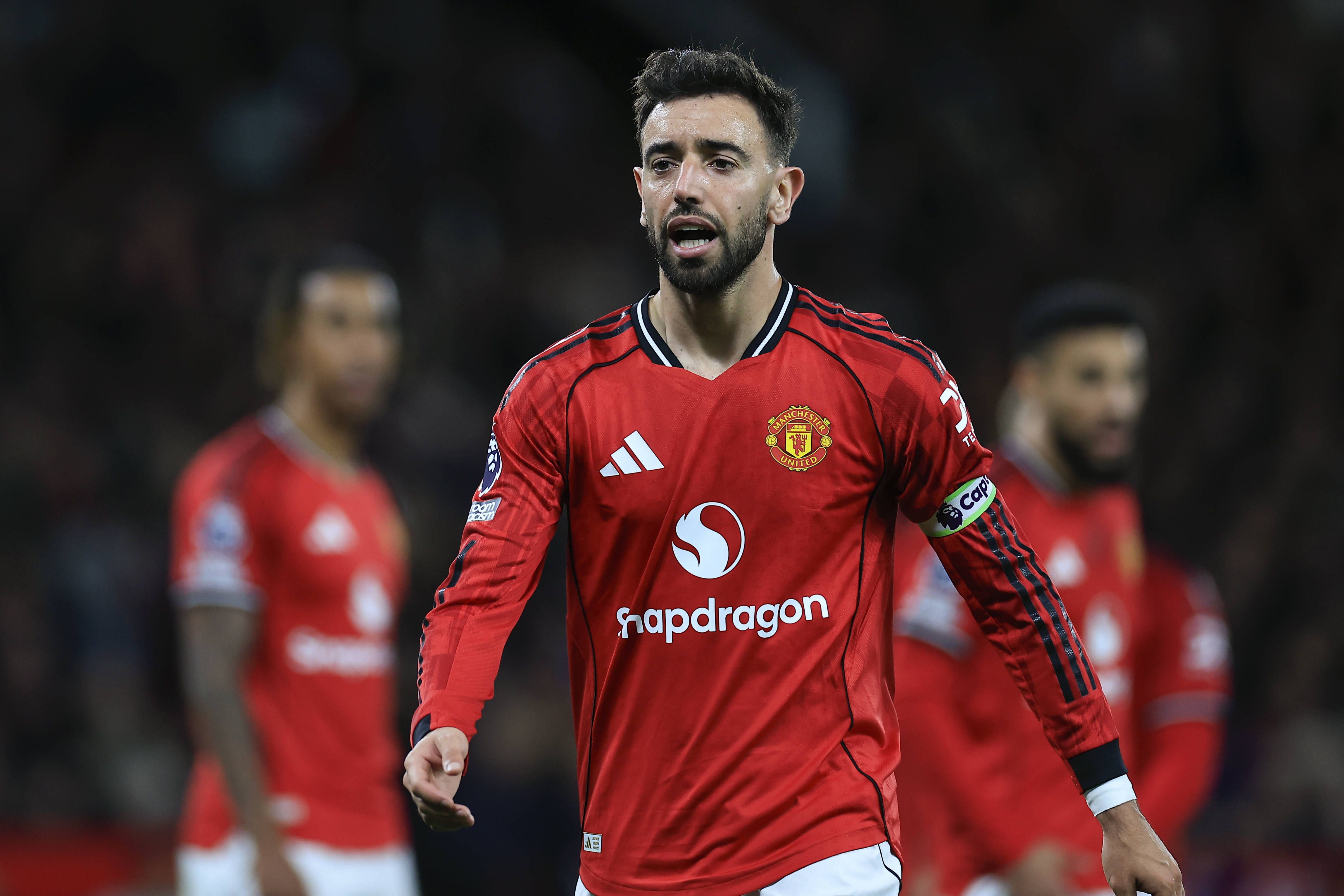 Bruno Fernandes of Manchester United during the Premier League match against Leeds United at Old Trafford