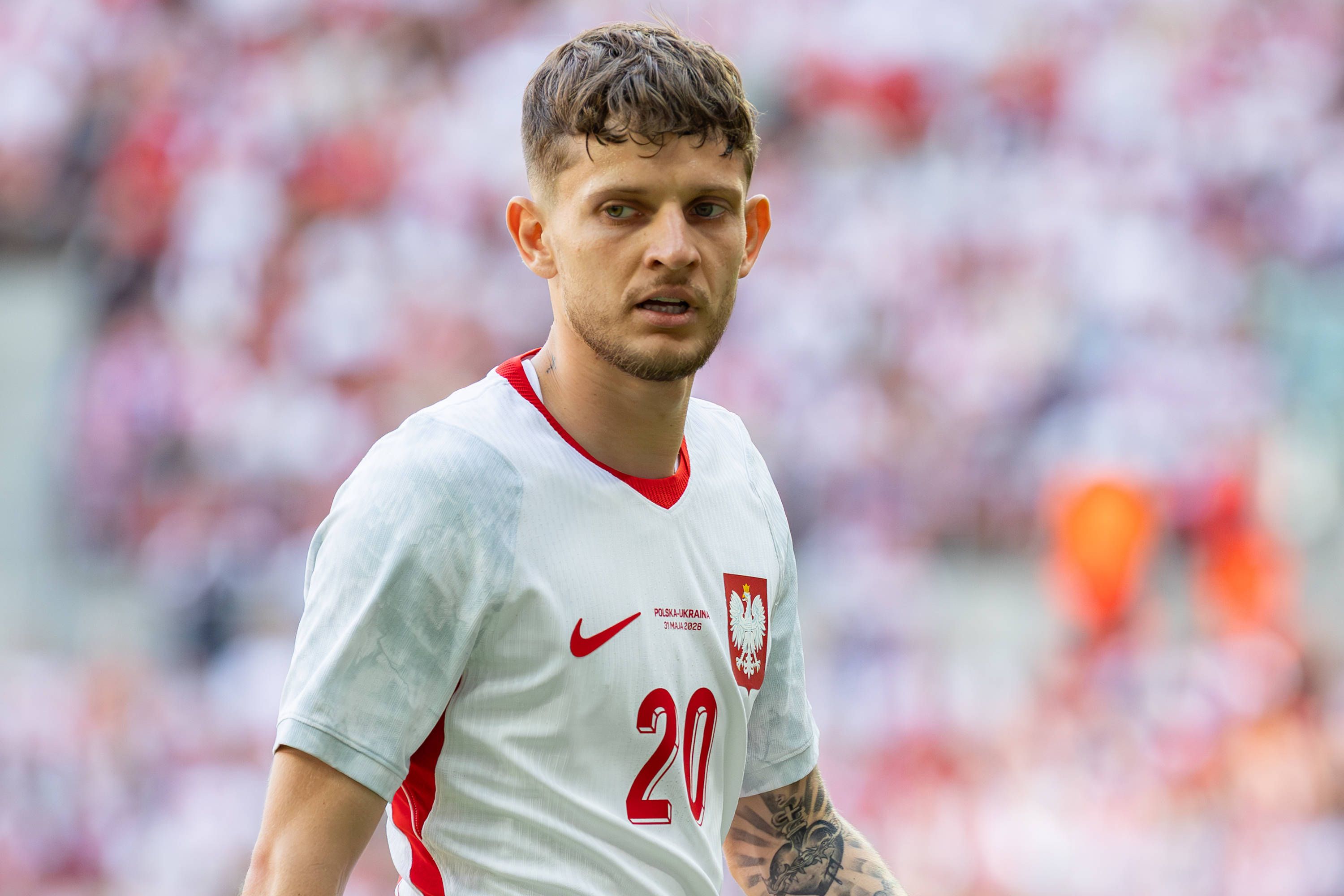 Sebastian Szymanski of Poland seen during the friendly match between Poland and Ukraine at Tarczynski Arena Wroclaw Stadium. Final score Poland 0:2 Ukraine.