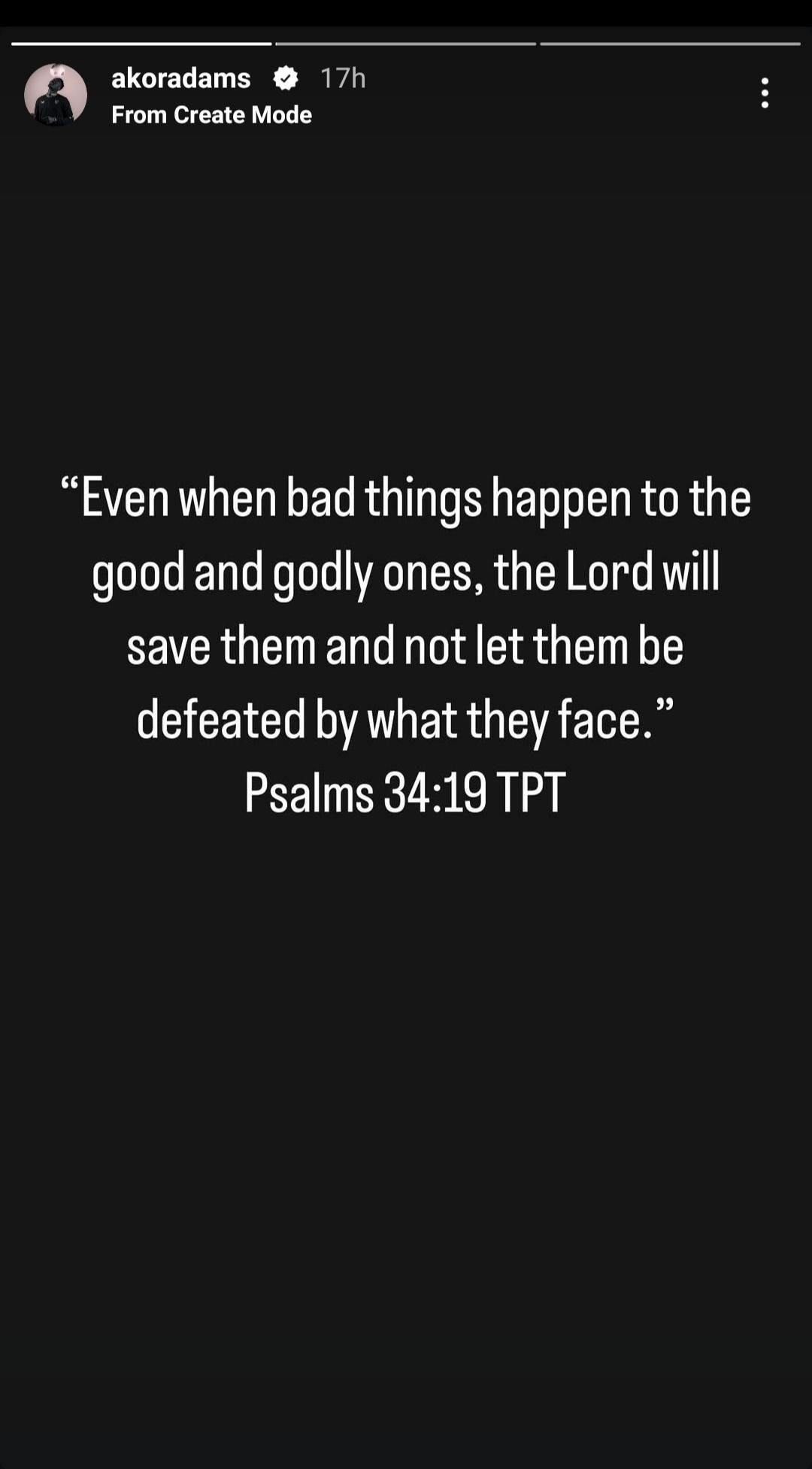 Akor Adams Instagram post 