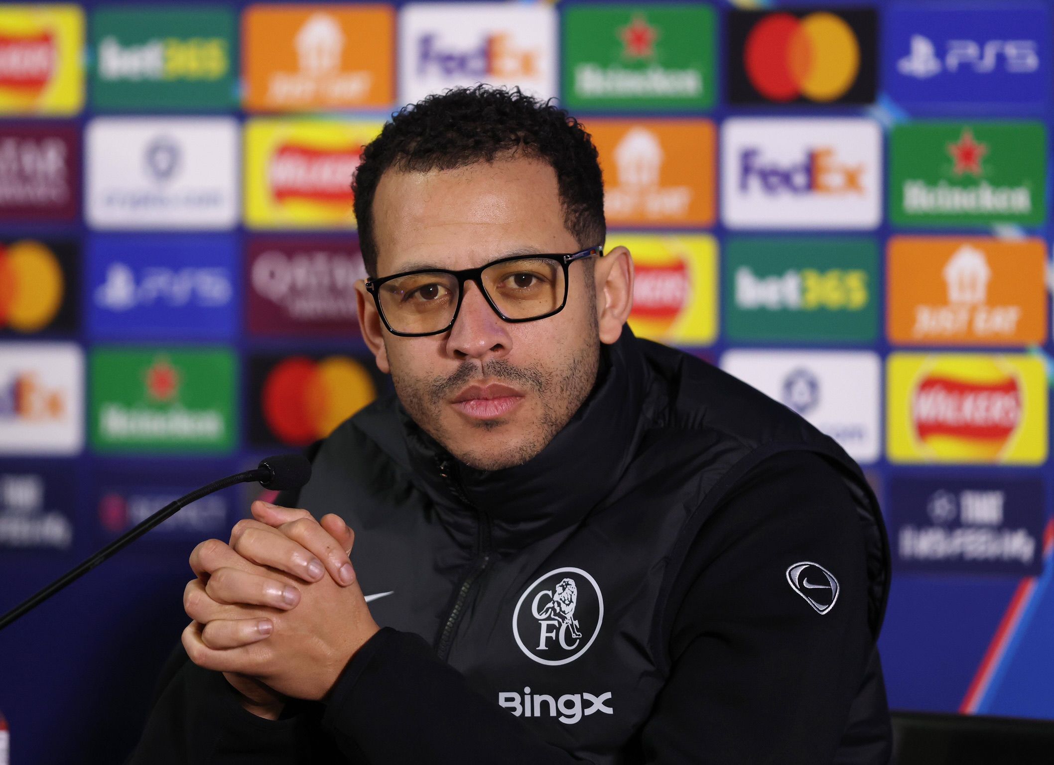 Liam Rosenior talks to the press