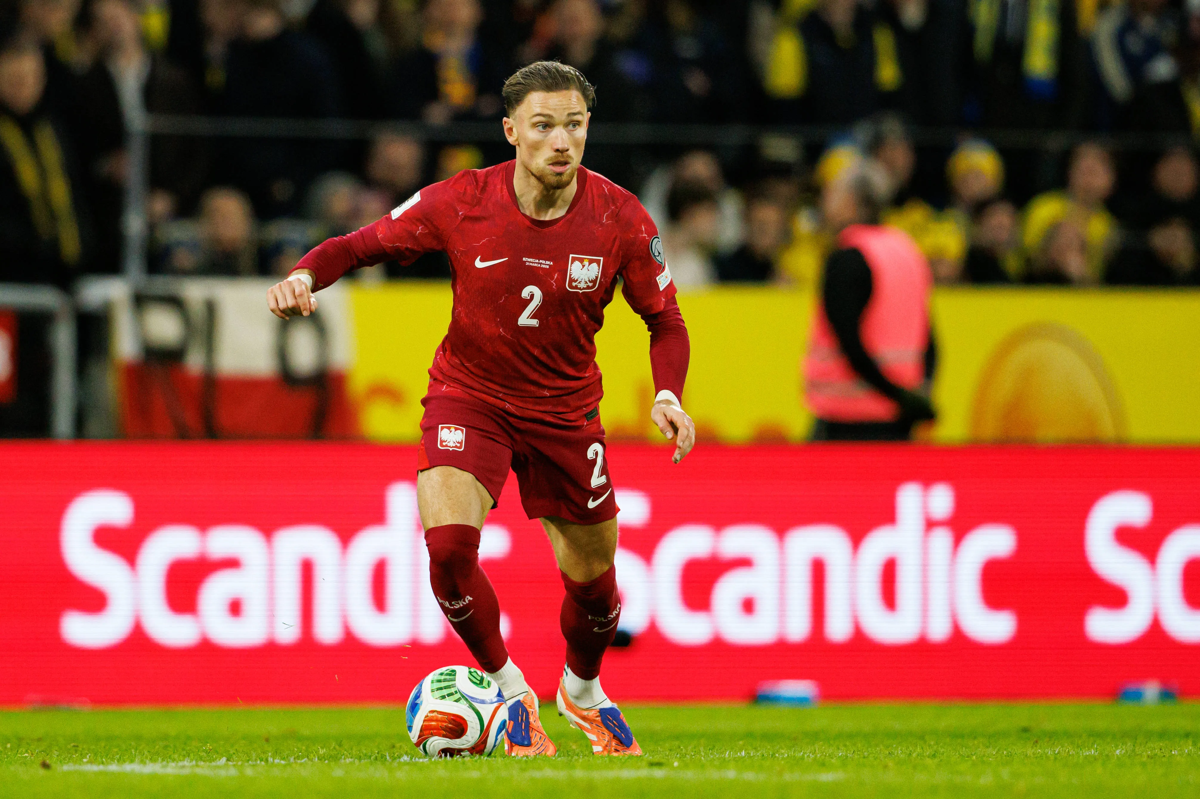 Matty Cash seen during World Cup 2026 european play off final game between national teams of Poland and Sweden.