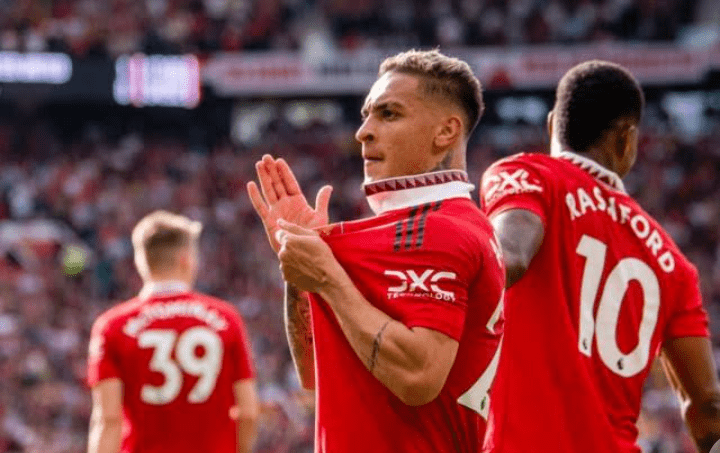 United's new boy Antony celebrates debut goal against Arsenal