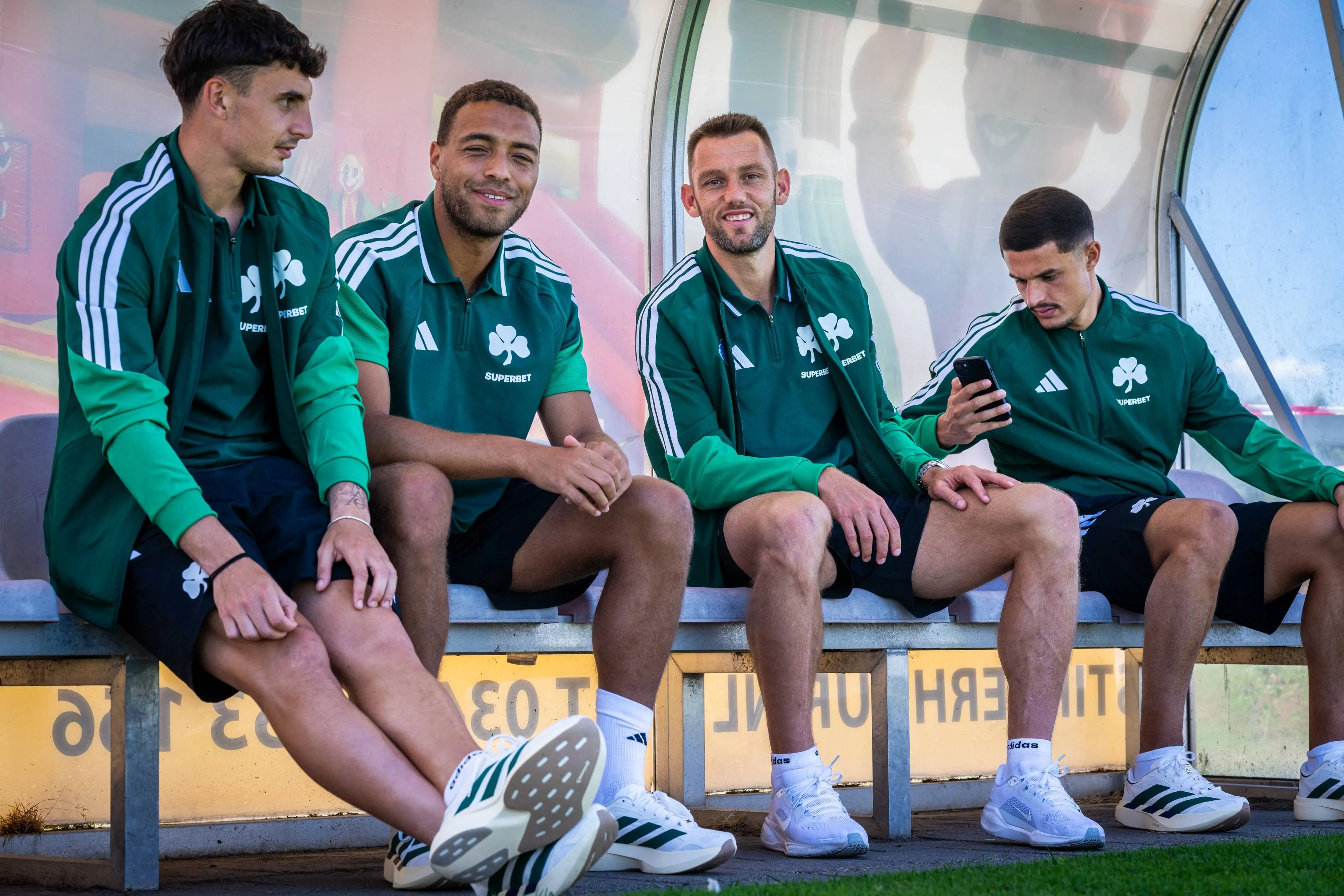 Panathinaikos player Stefan de Vrij and Panathinaikos player Cyriel Dessers Helmond Sport - Panathinaikos friendly.