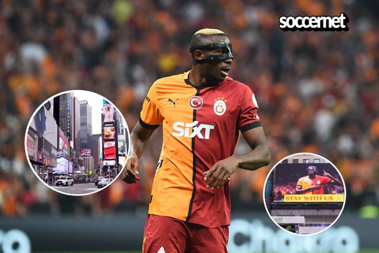 Watch: Galatasaray fans go extra, beg Osimhen to stay on Times Square billboard in New York