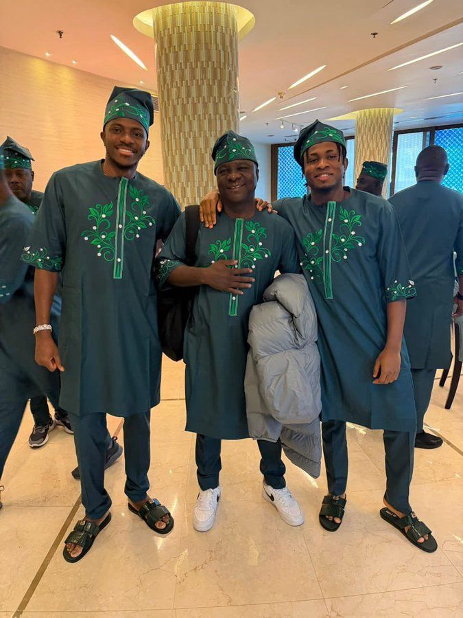 Samuel Chukwueze and Victor Osimhen in Super Eagles 2025 AFCON attire