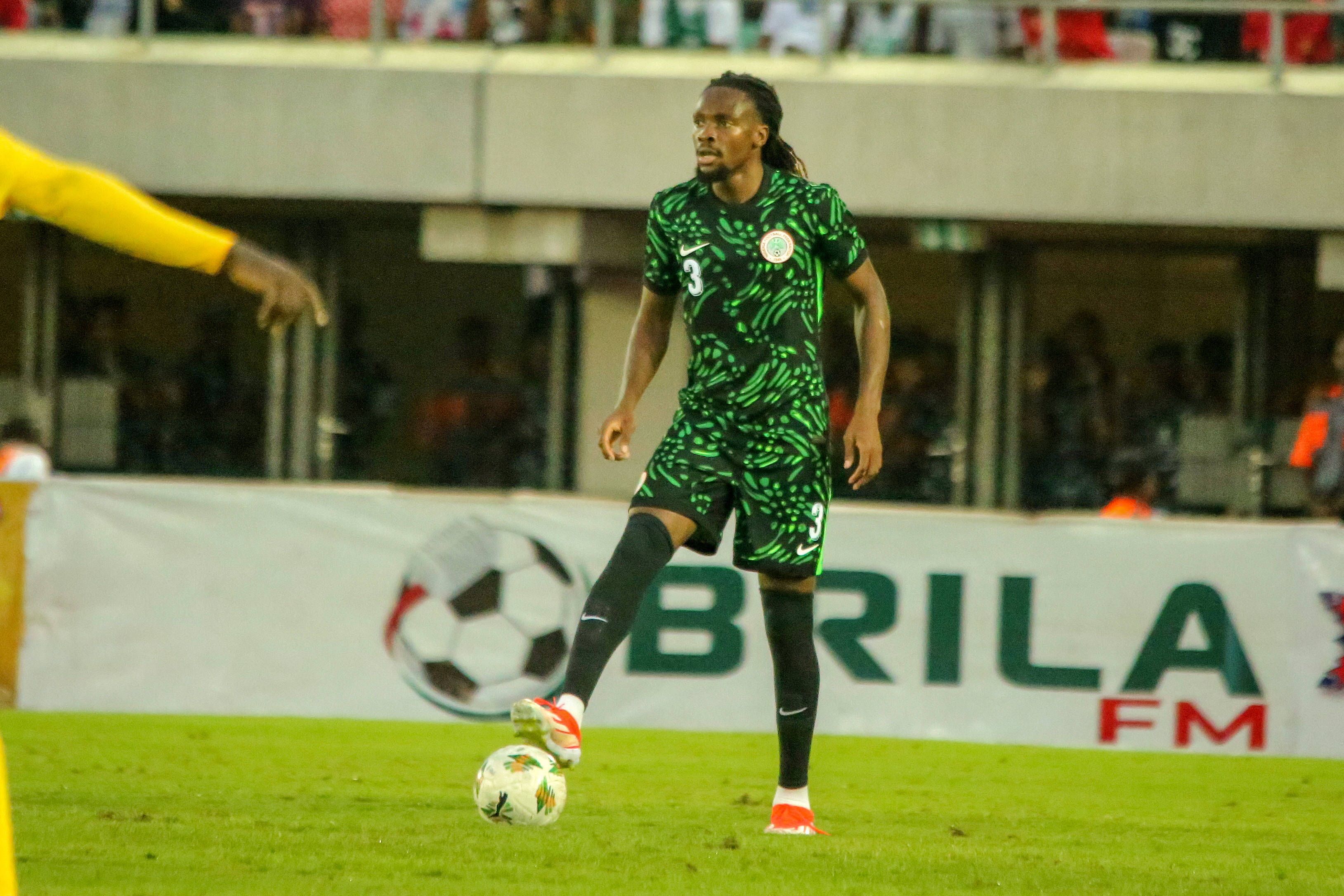Olisa Ndah of Nigeria during the 2025 Africa Cup of Nations AFCON qualifier match between Nigeria and Benin Republic at Godwill Akpabio Stadium on September 7, 2024 in Uyo, Nigeria.  