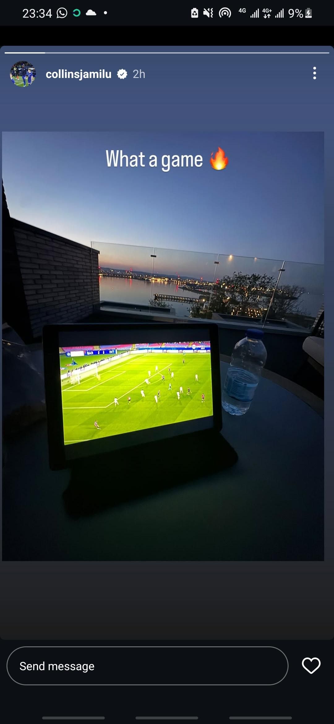 Jamilu Collins reaction to Barcelona game