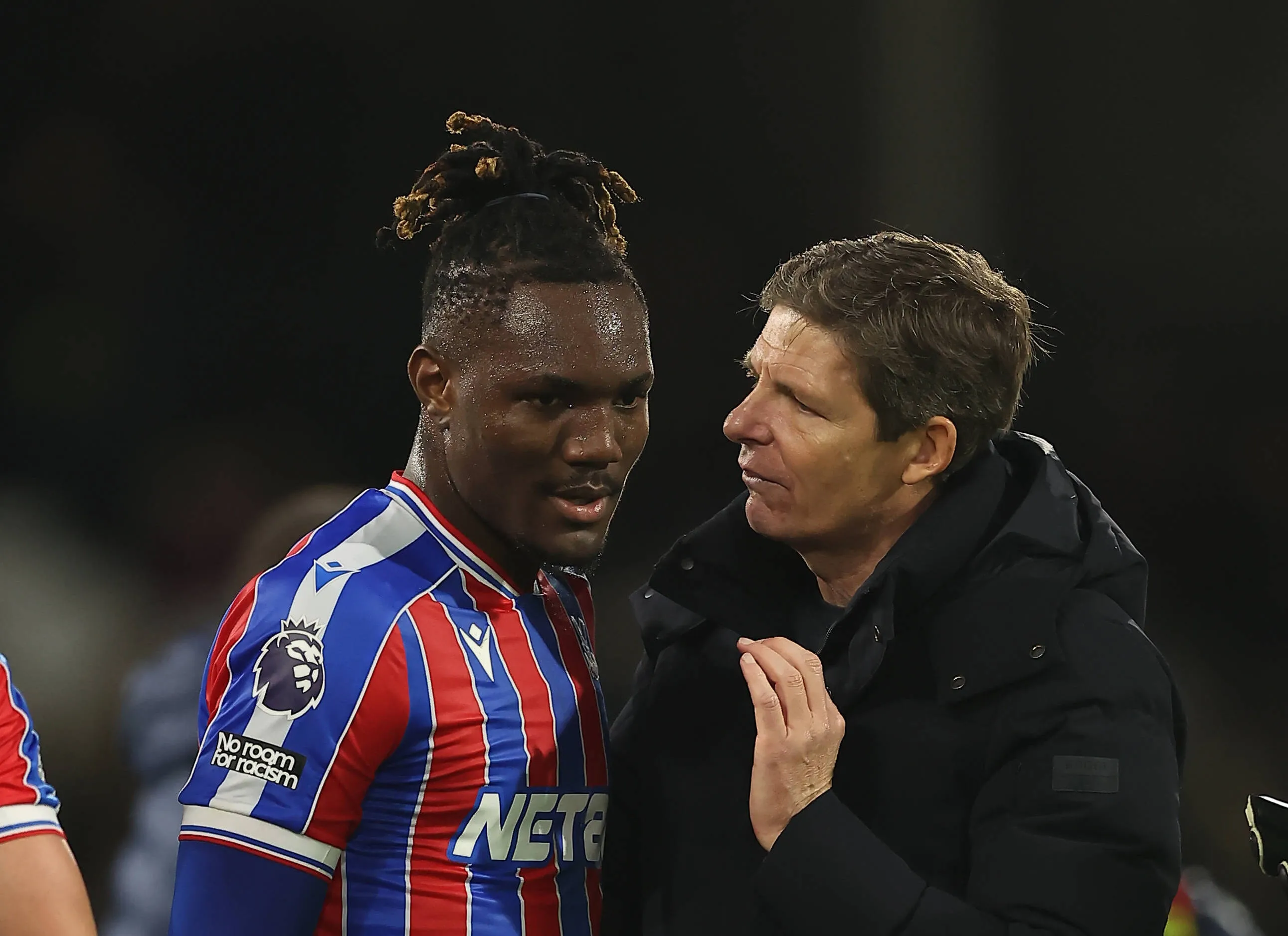 Crystal Palace star Christantus Uche and manager Oliver Glasner
