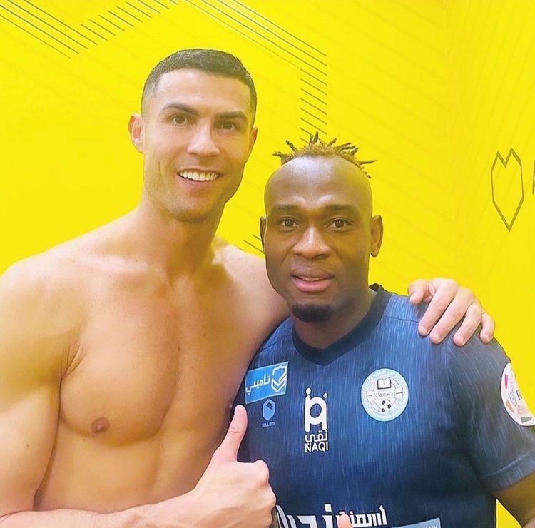 Nigeria's Saviour Godwin and Cristiano Ronaldo 