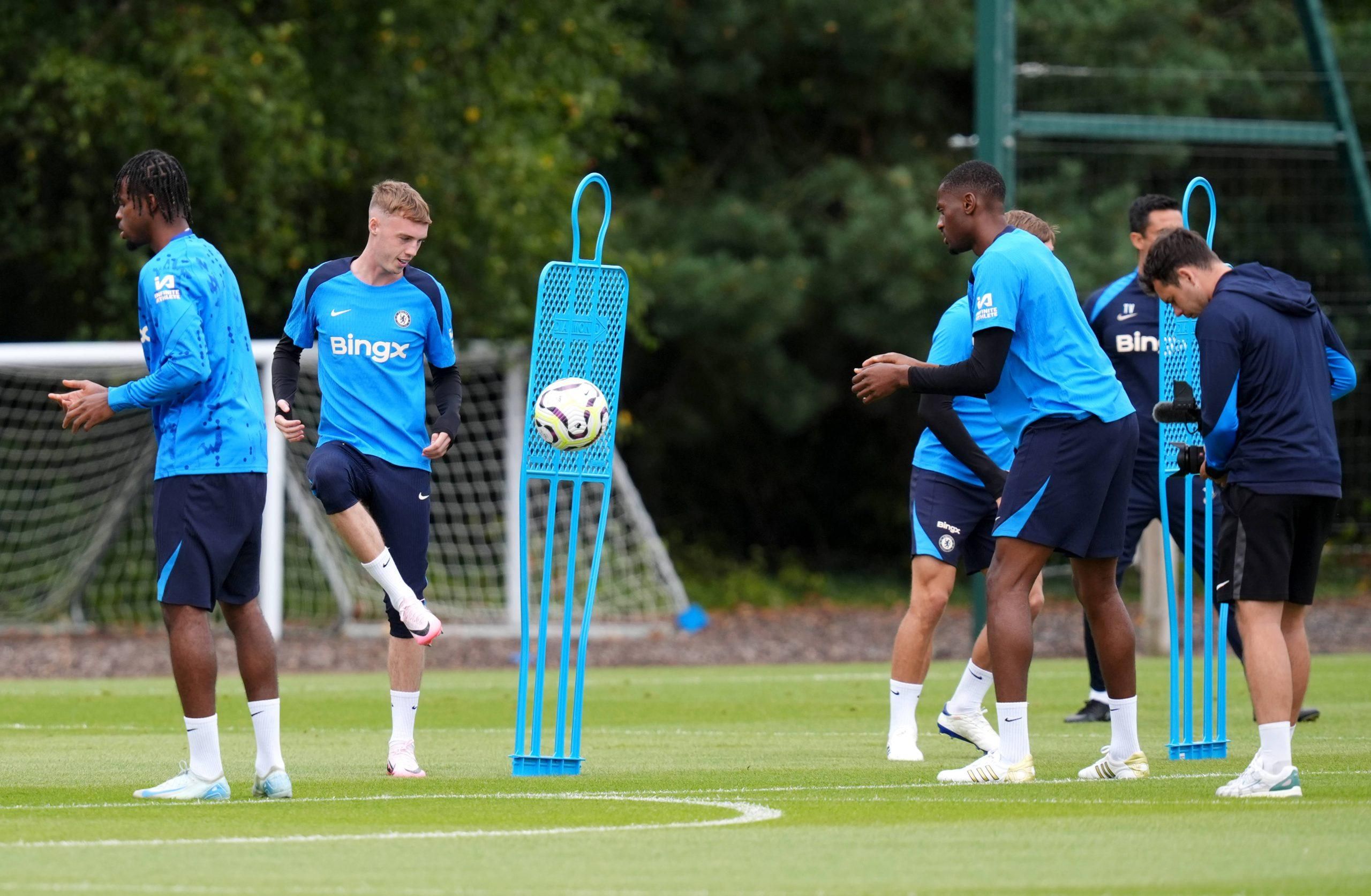 Chelsea Training Session - Cobham Training Ground - Cole Palmer centre and Tosin Adarabioyo