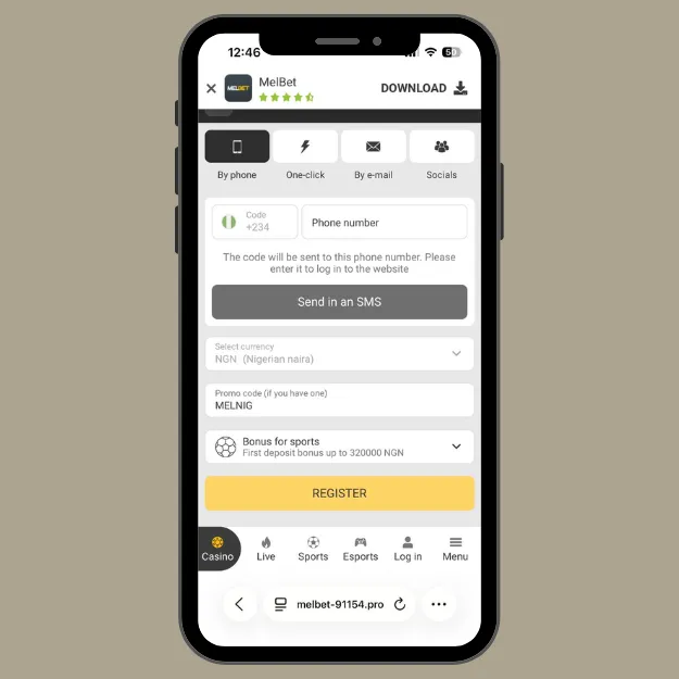 Melbet registration home page